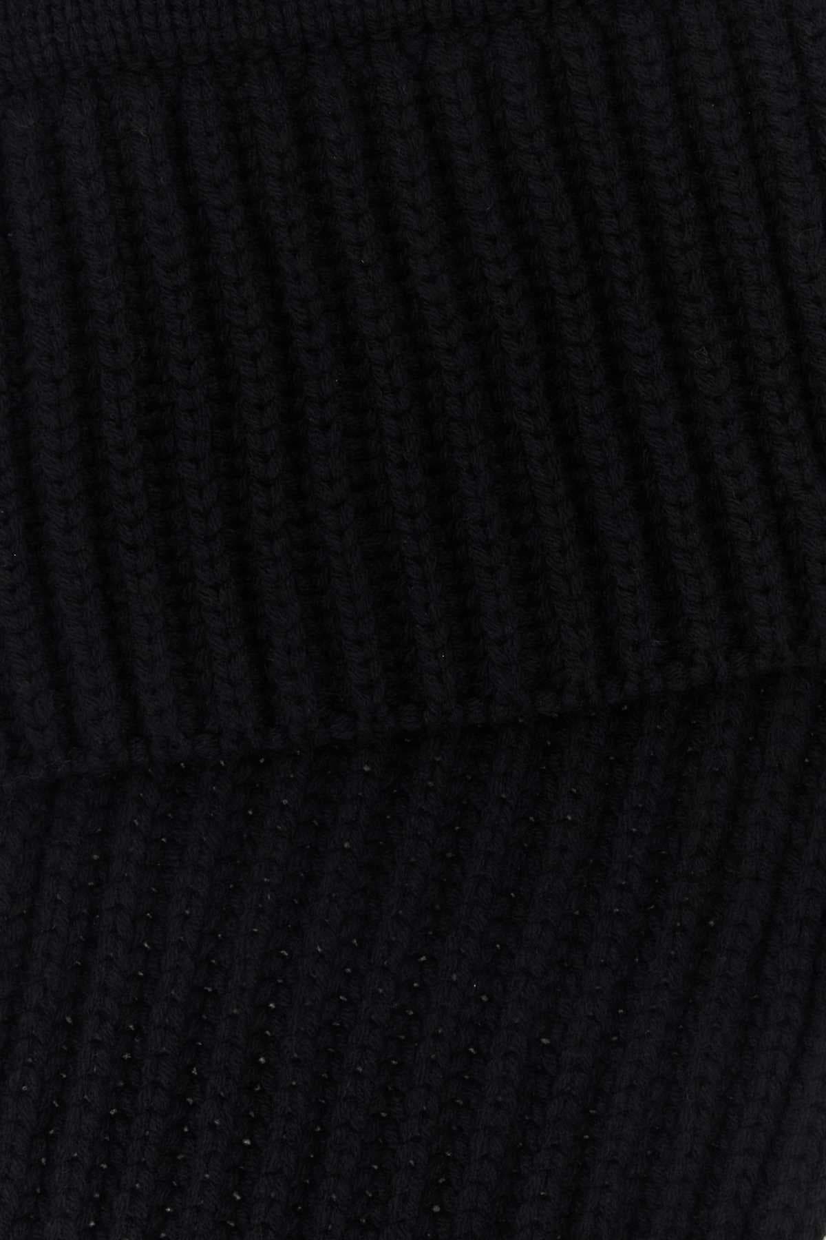 Black wool blend scarf - мініатюра 2