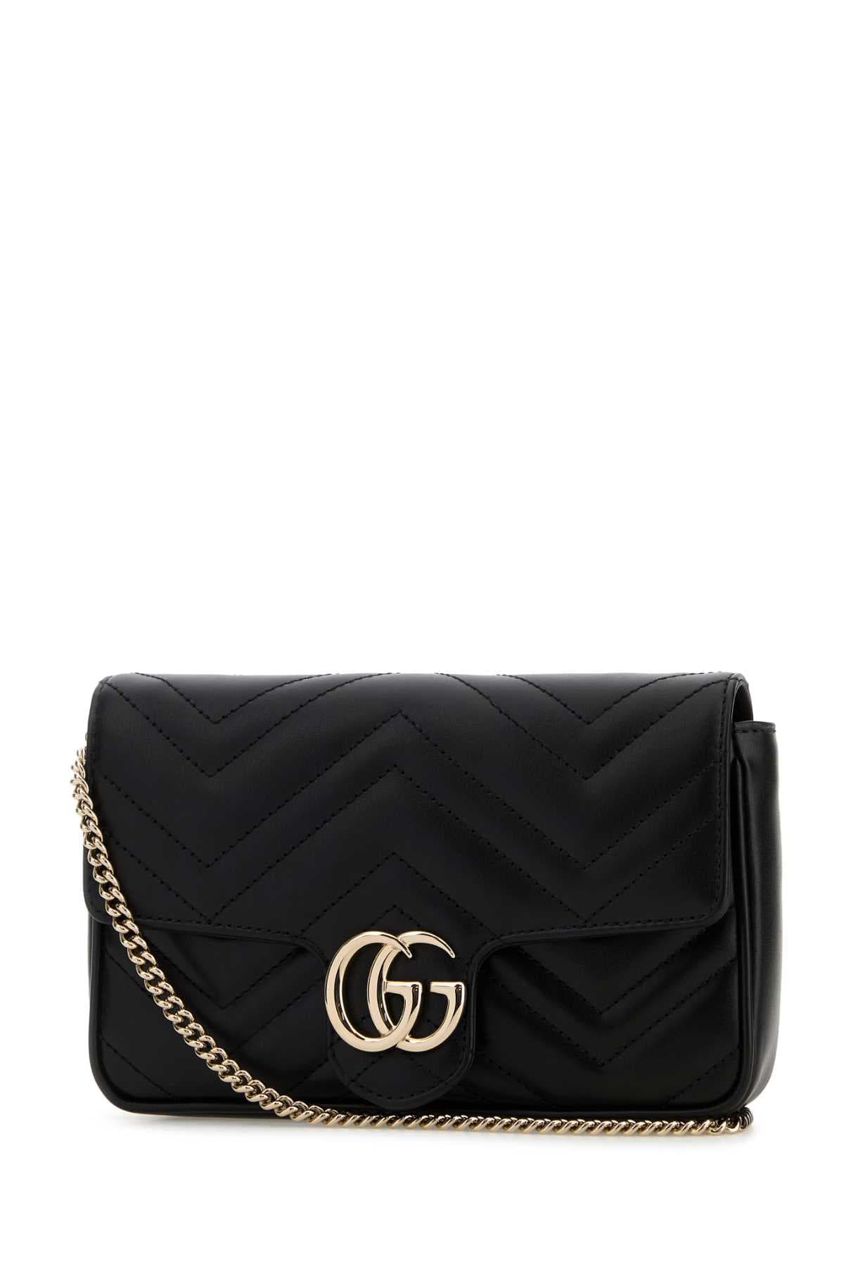 Black leather small GG Marmont shoulder bag - мініатюра 2
