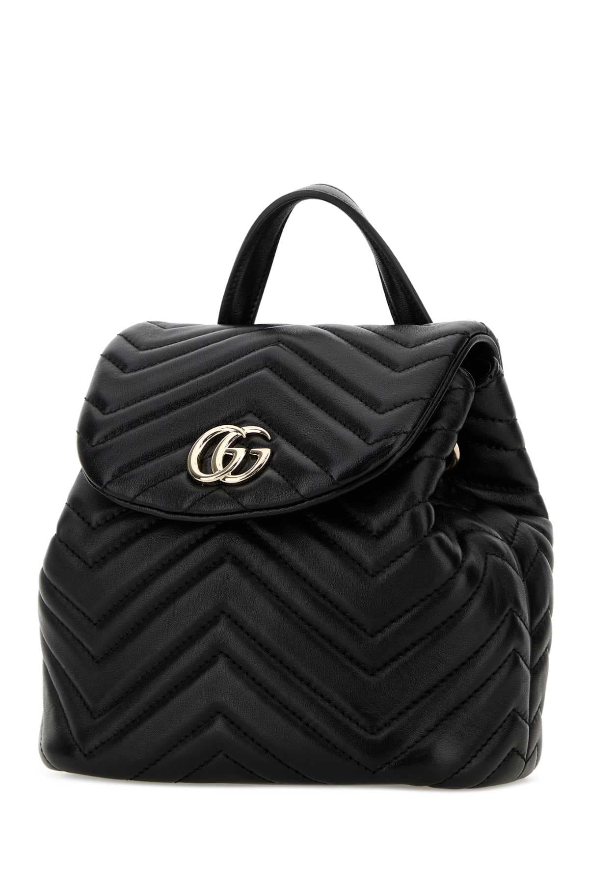 Black leather mini GG Marmont backpack - мініатюра 2