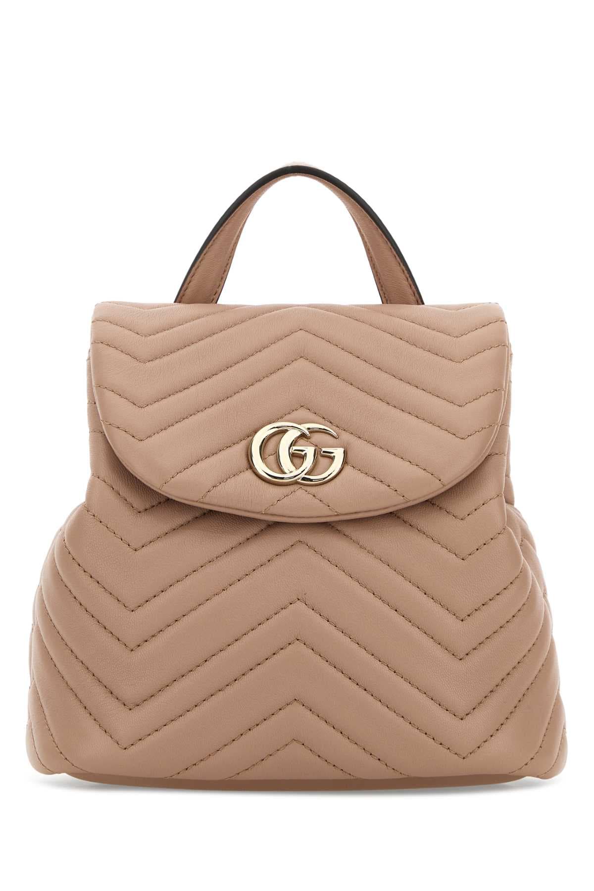 Pink leather mini GG Marmont backpack