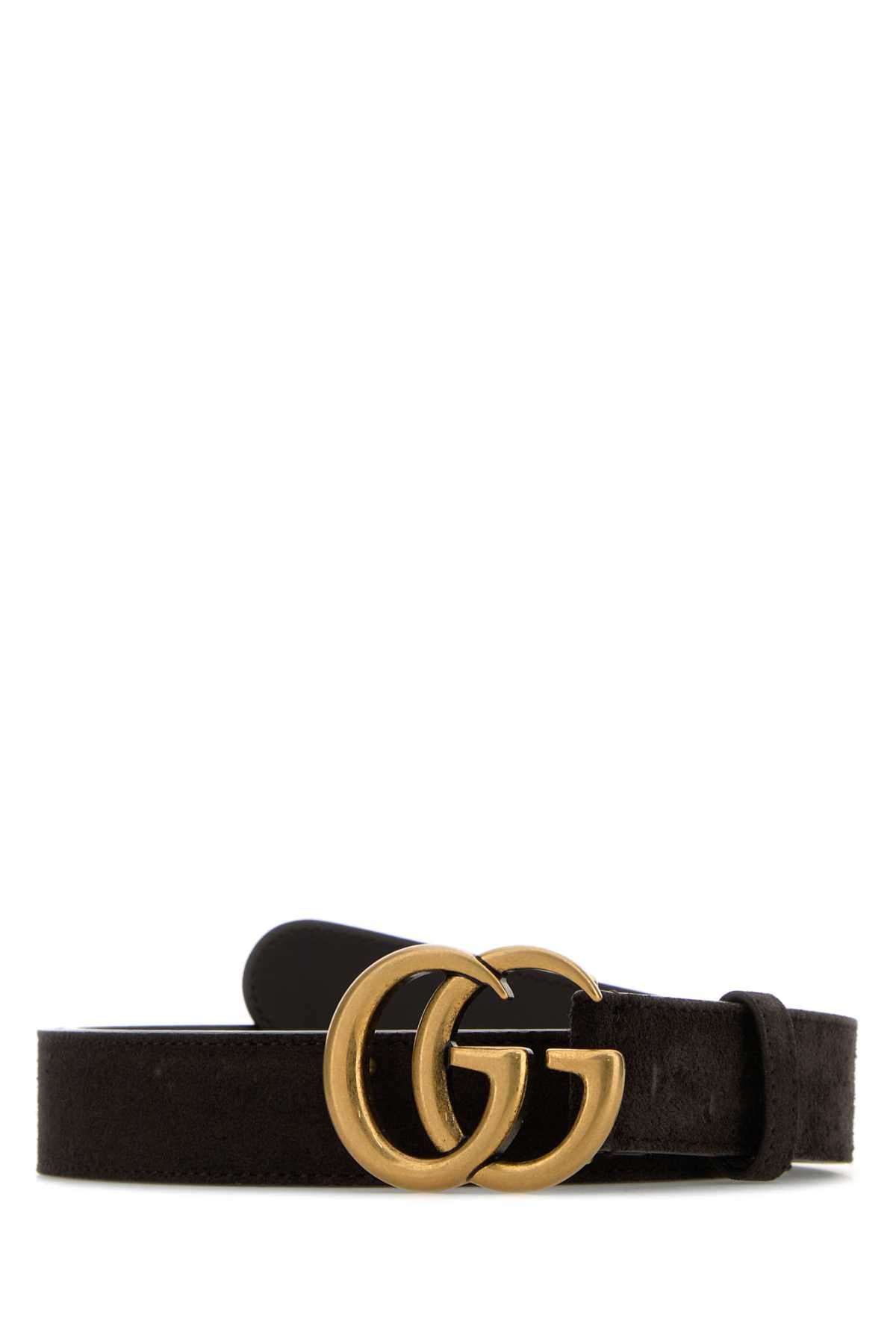 Dark brown suede belt