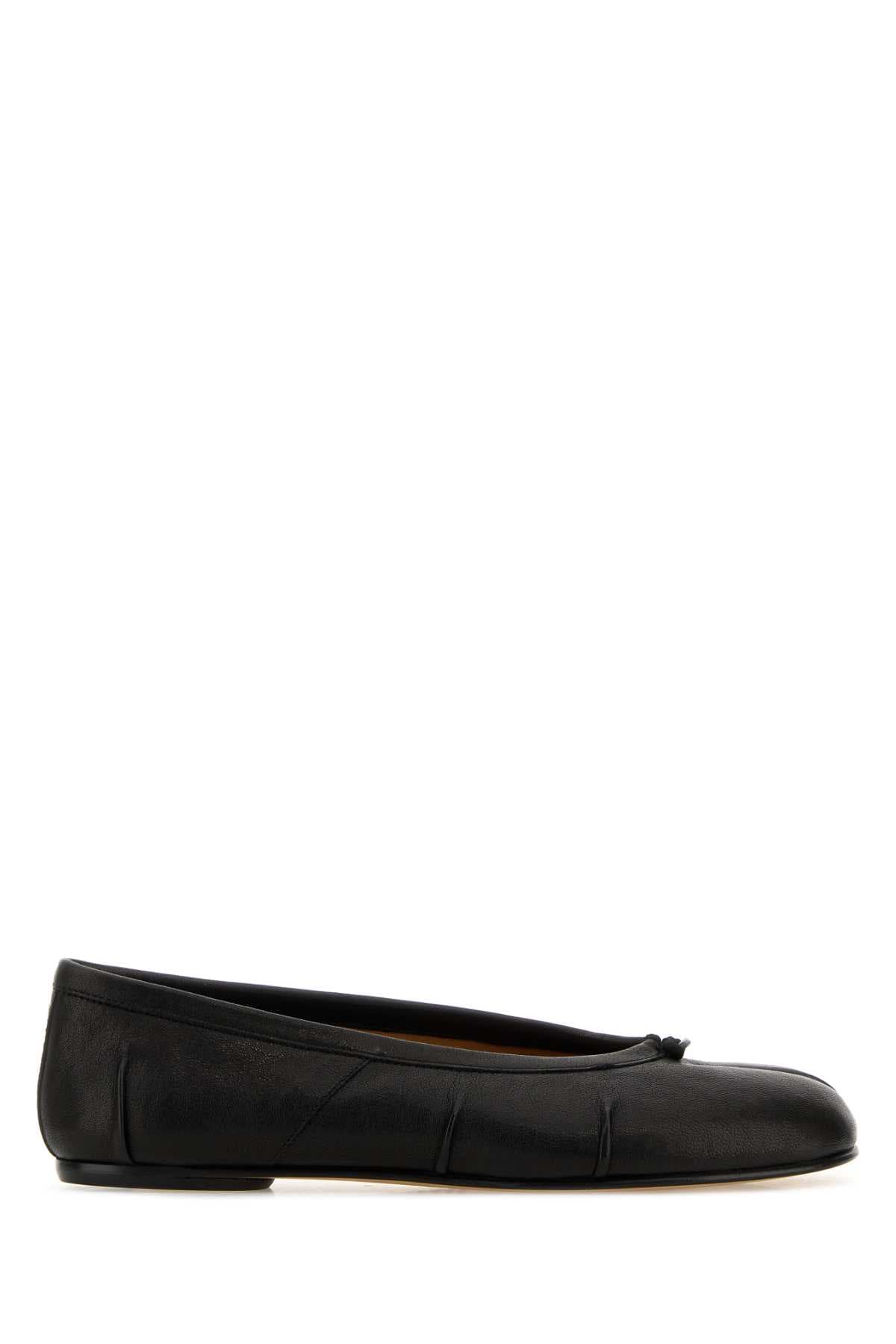Black leather Tabi ballerinas