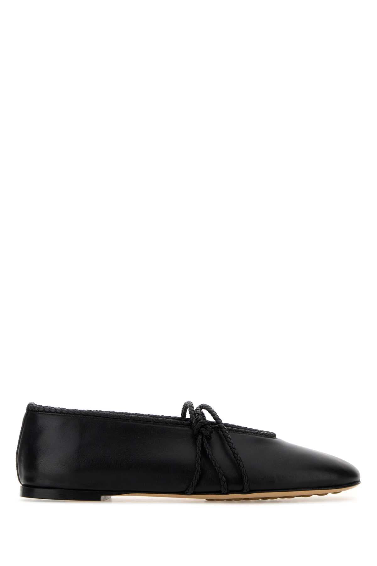 Black leather Mary-Jane ballerinas