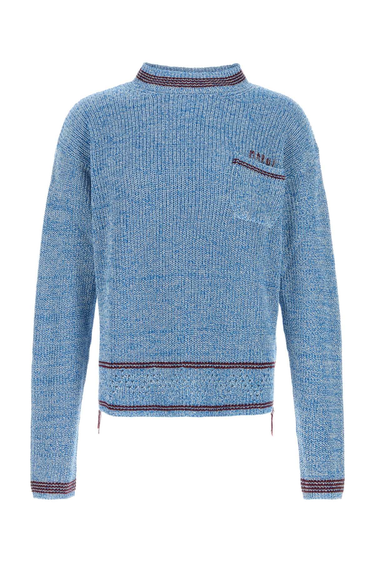 Melange light blue cotton sweater
