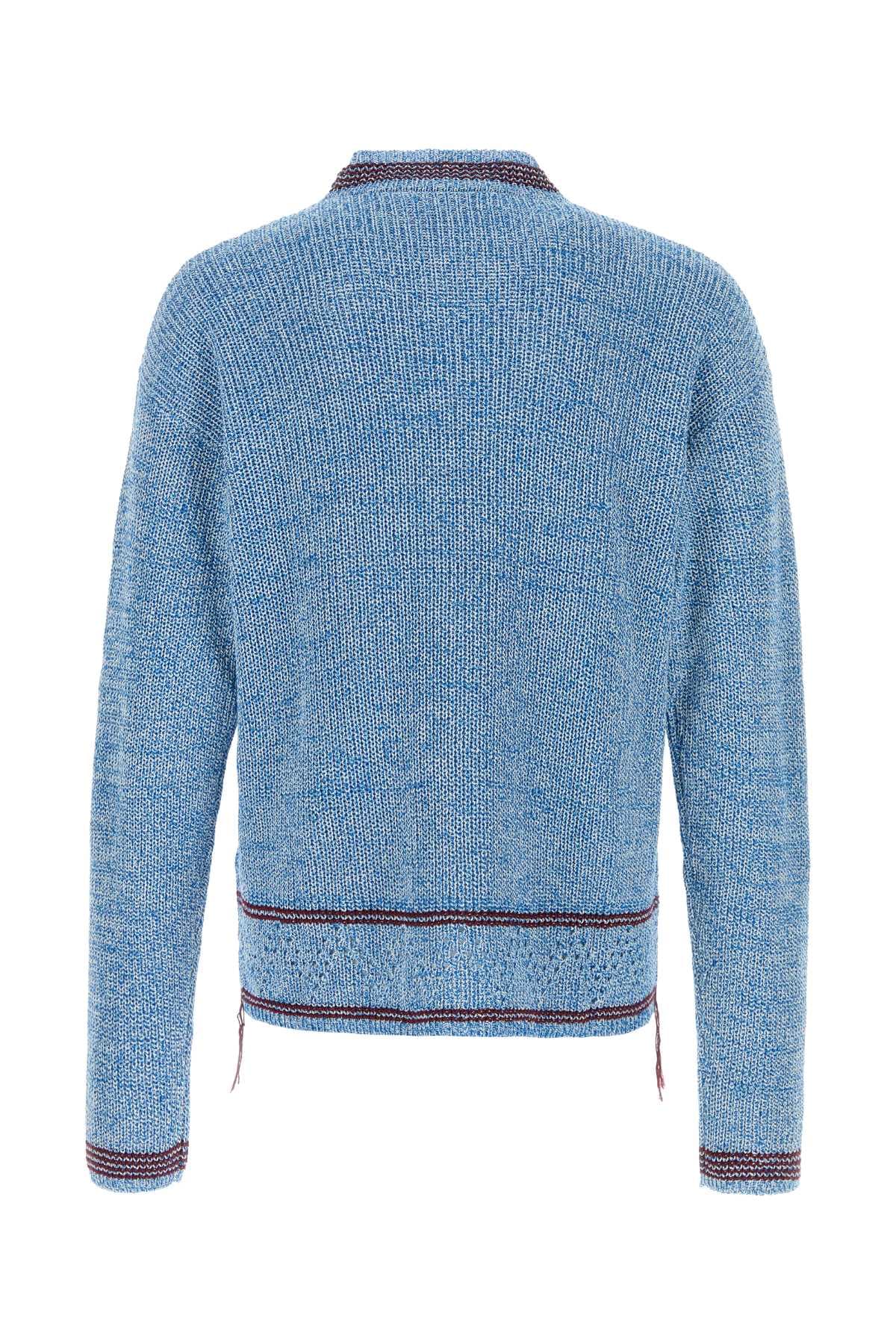 Melange light blue cotton sweater - мініатюра 2