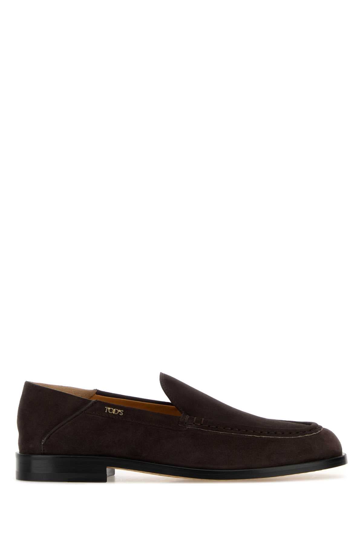 Dark brown suede loafers