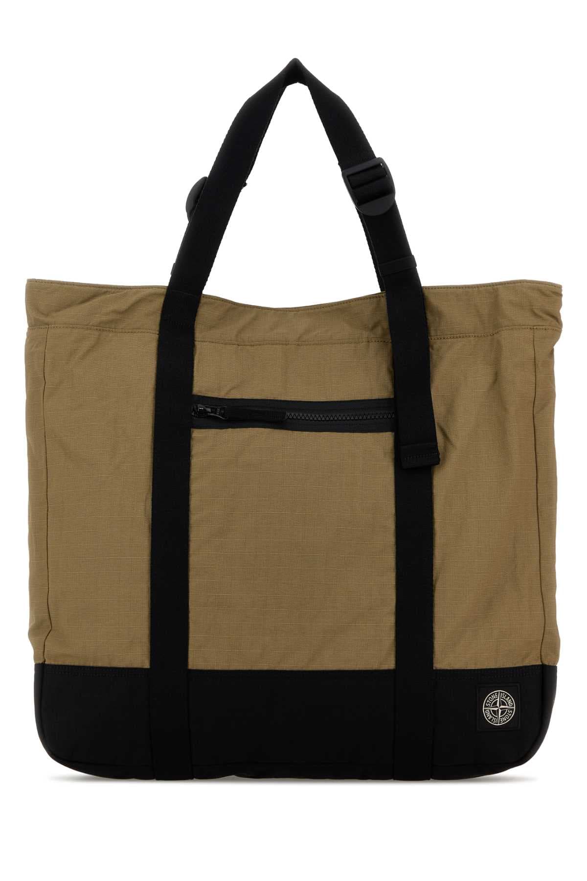 Khaki canvas shopping bag