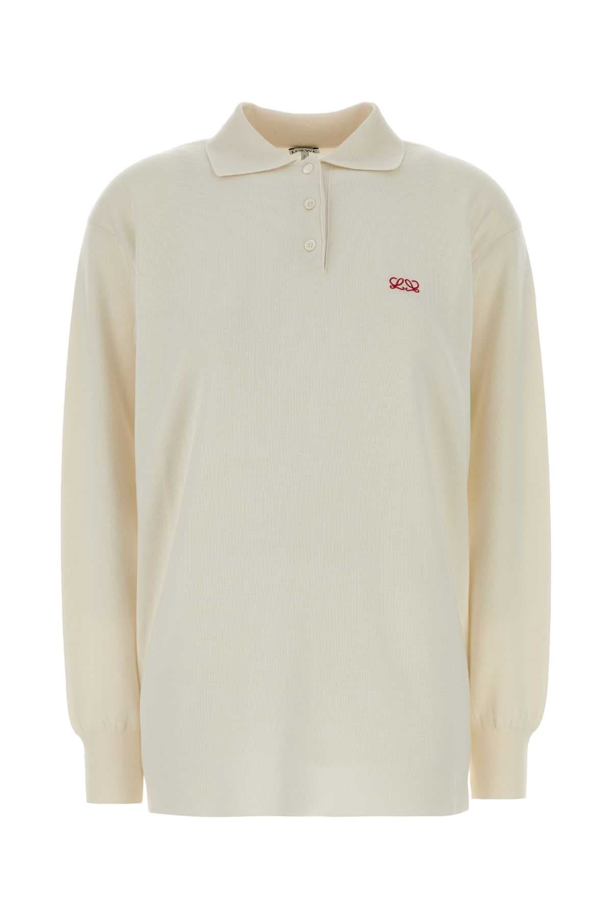 Ivory stretch cashmere blend polo shirt