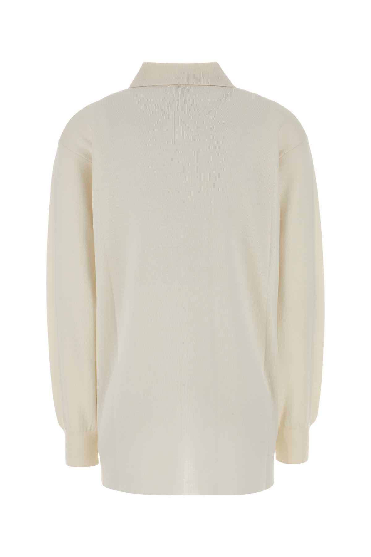 Ivory stretch cashmere blend polo shirt - мініатюра 2