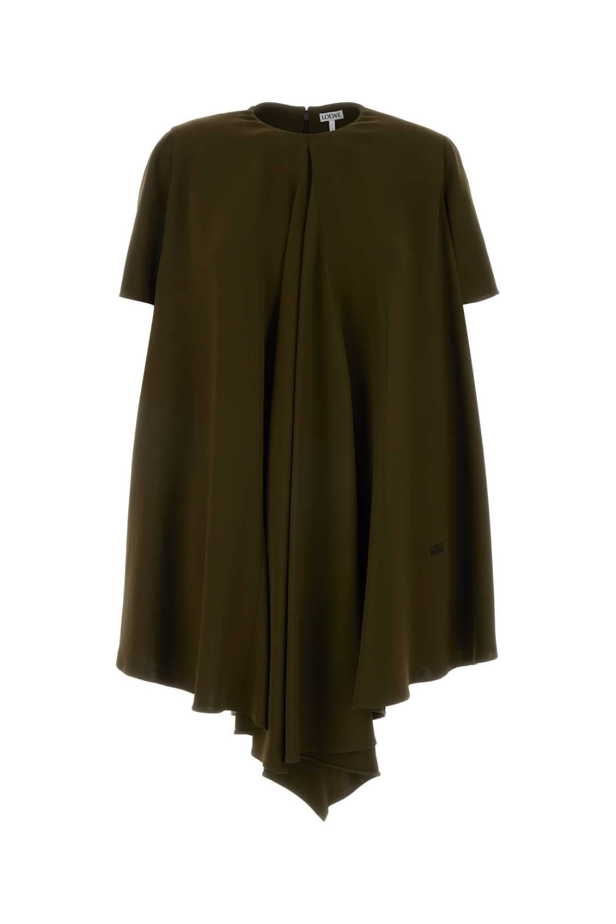 Khaki stretch cady mini dress