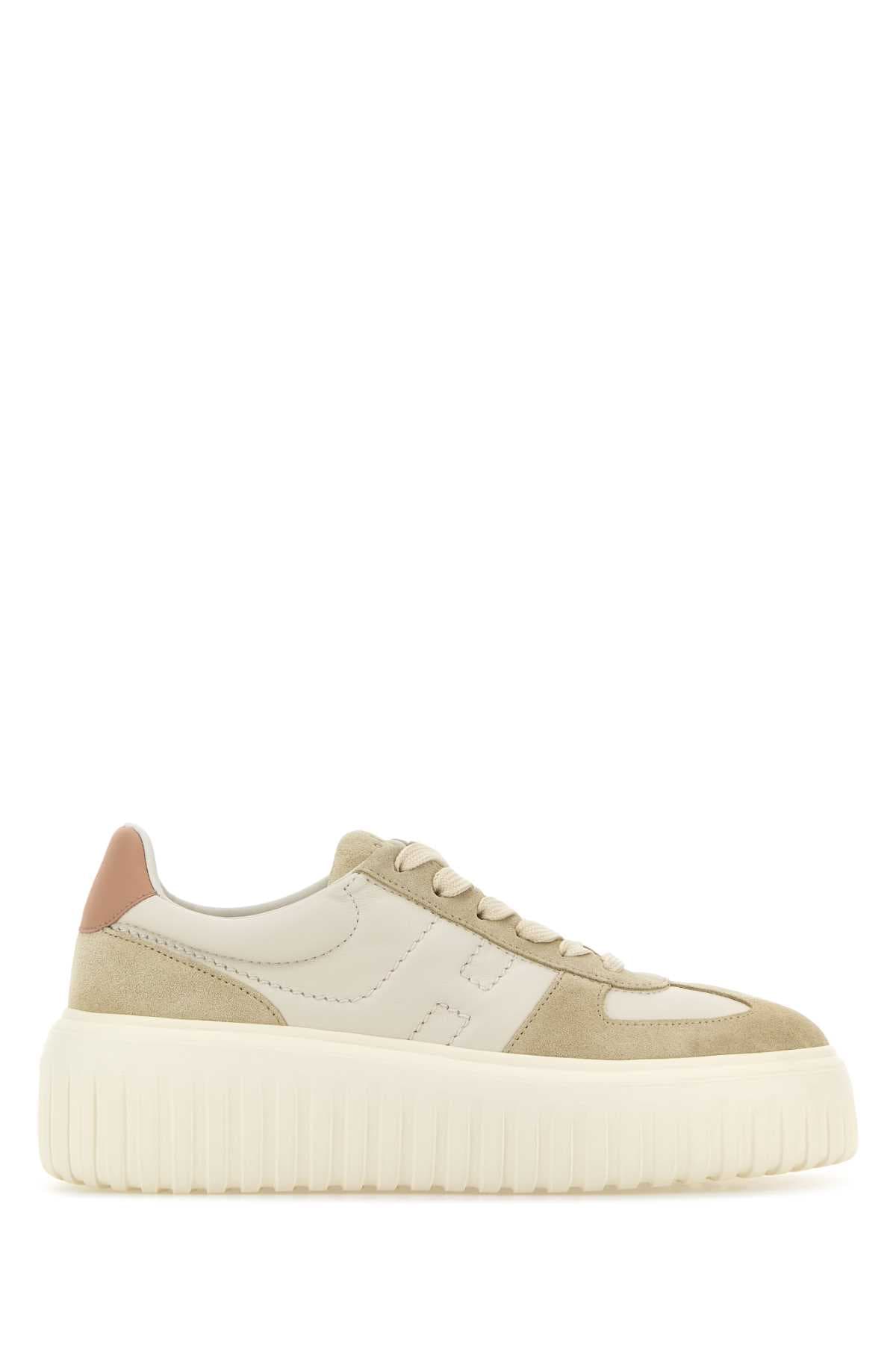 Two-tone leather and suede H Stripes sneakers