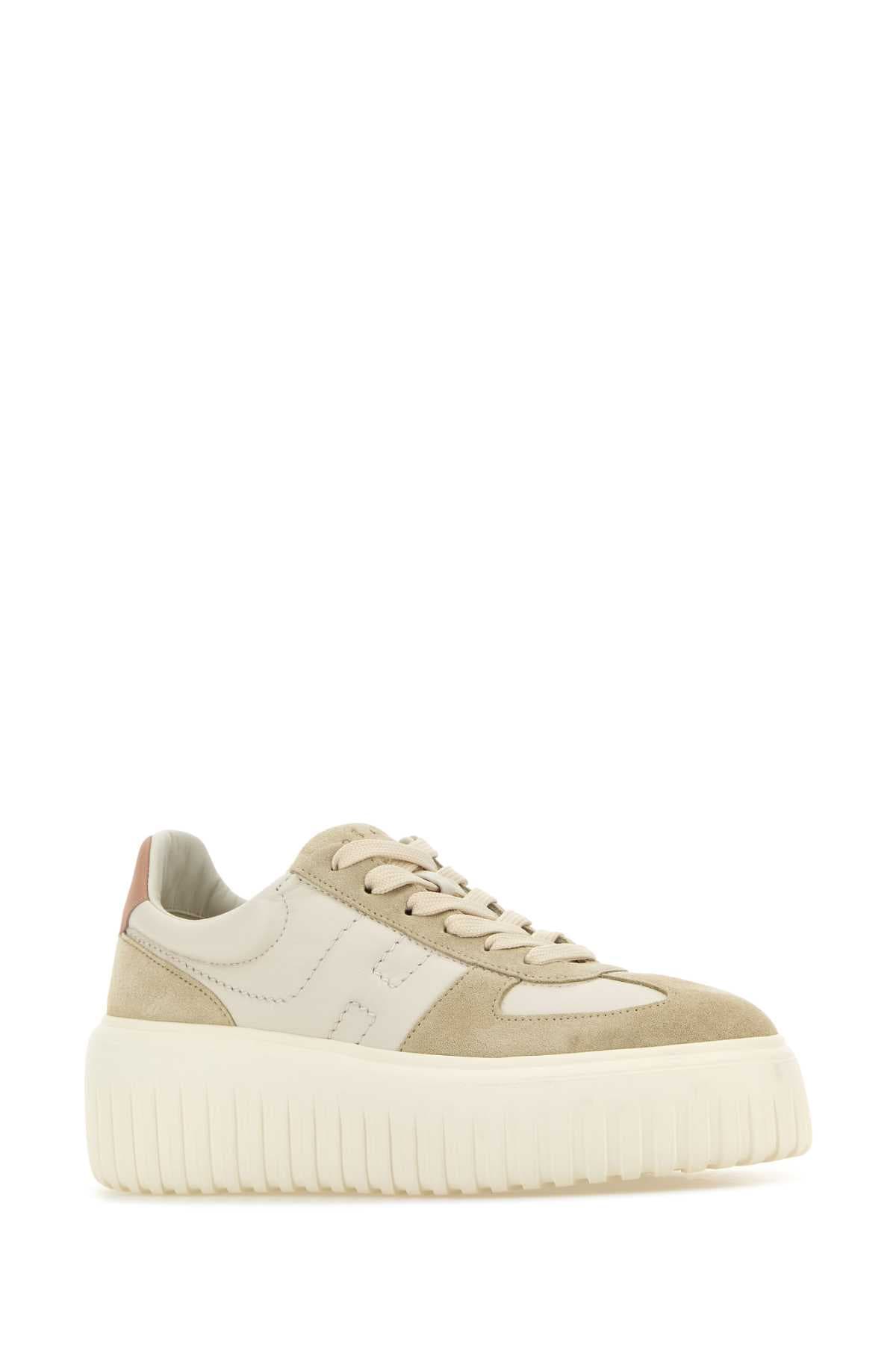 Two-tone leather and suede H Stripes sneakers - мініатюра 2