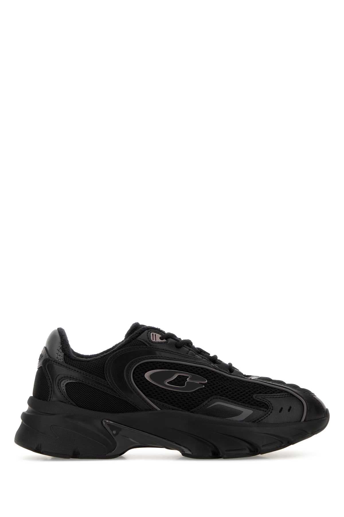 Black mesh and leather Bolt sneakers