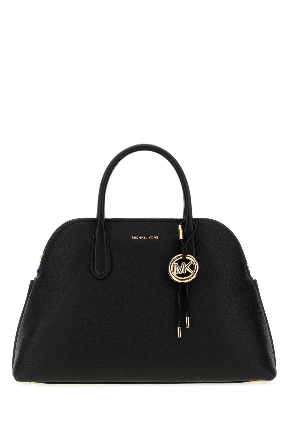 Black leather Freddie shopping bag
