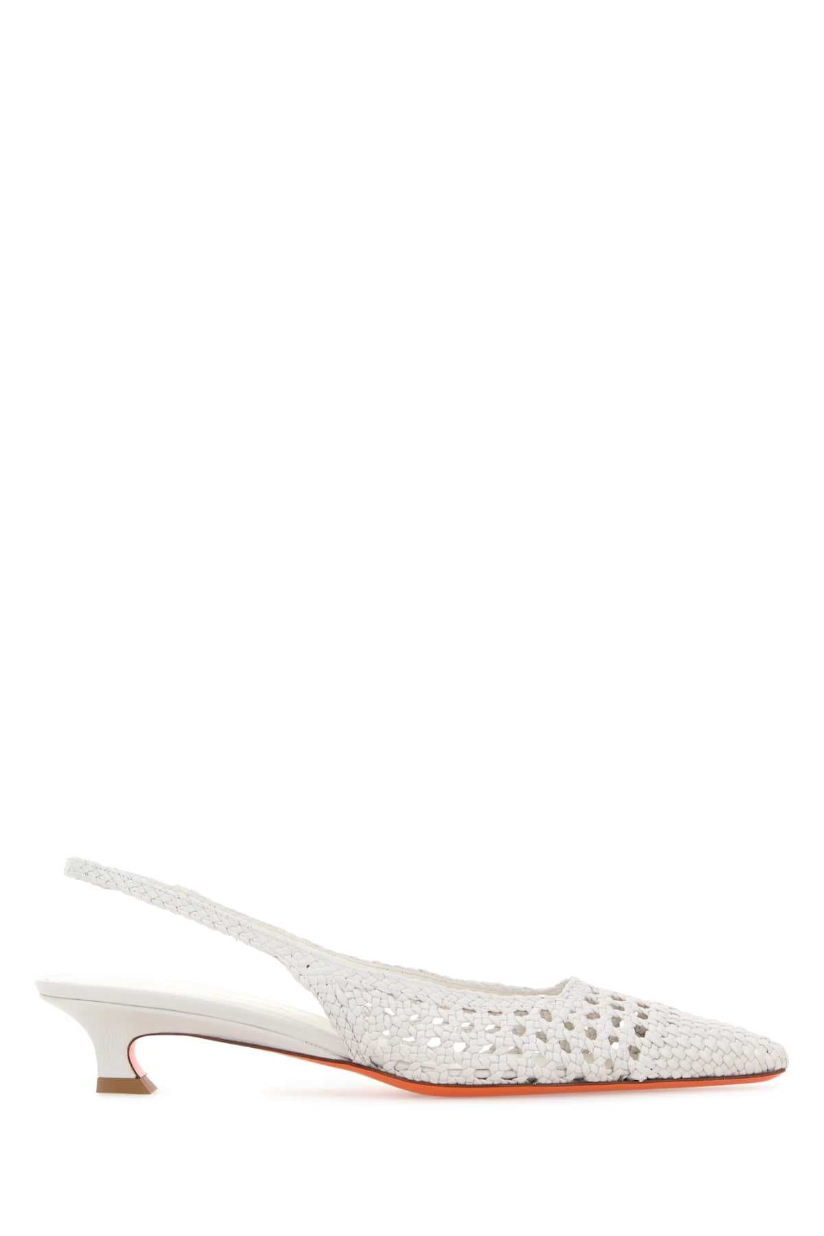 White leather pumps