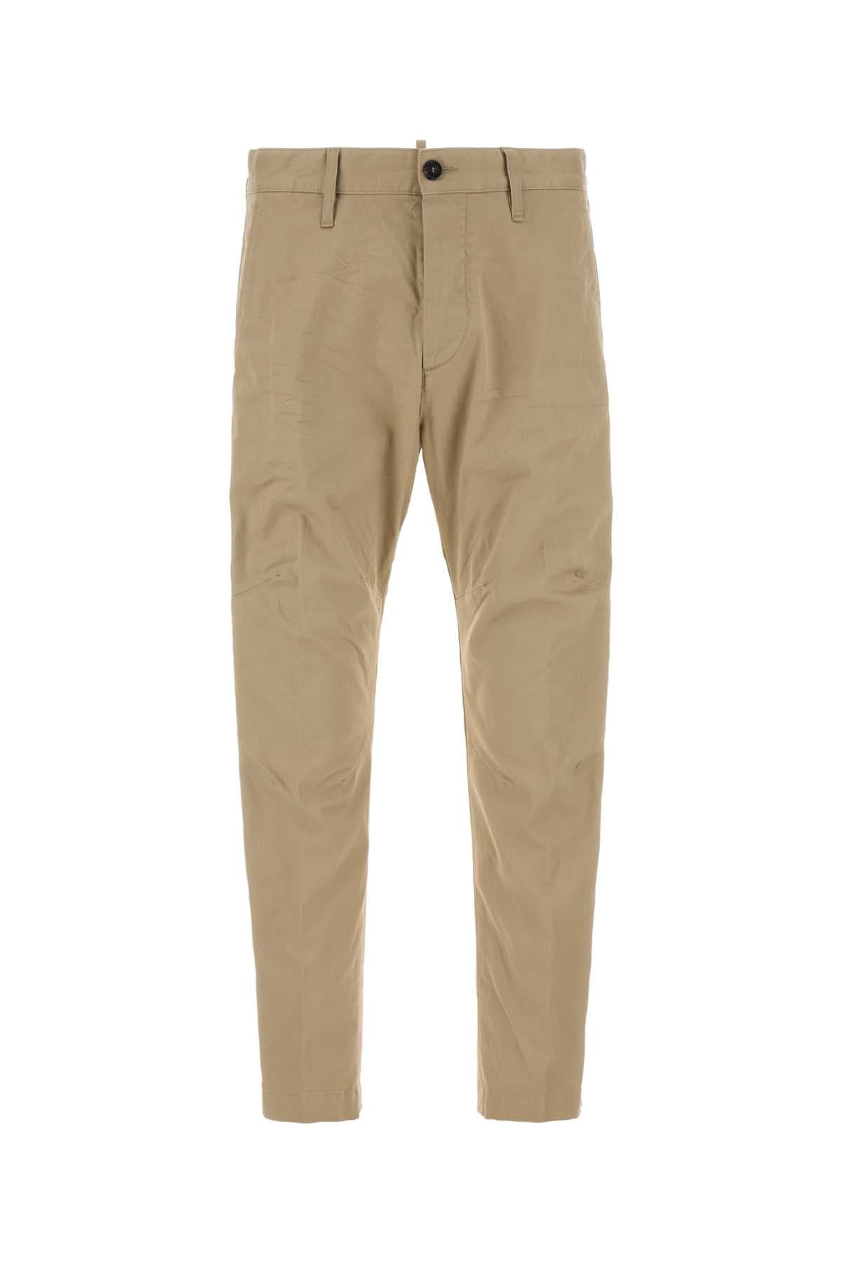 Beige stretch cotton chino pant