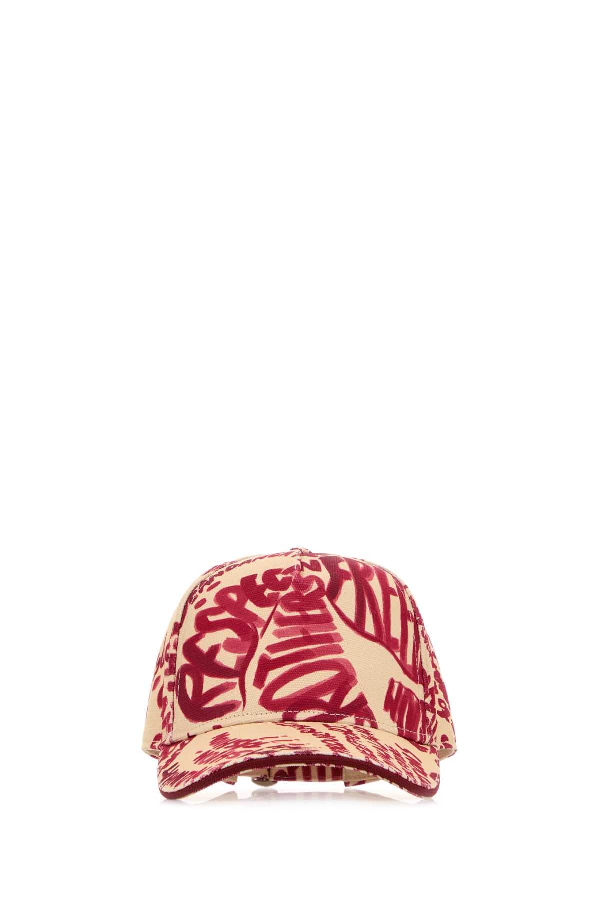 Printed denim Rebel Hibiscus baseball cap