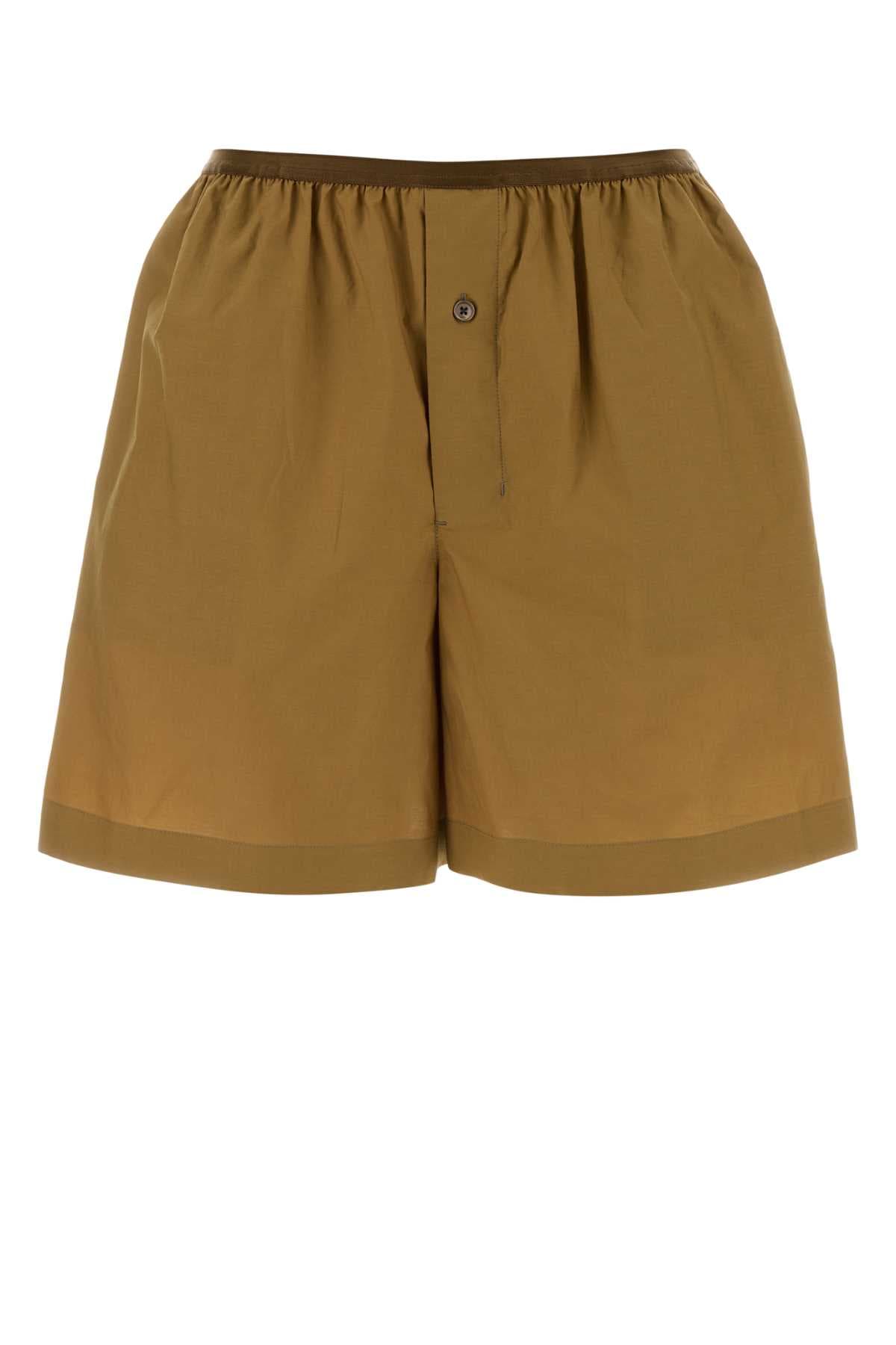 Camel poplin shorts