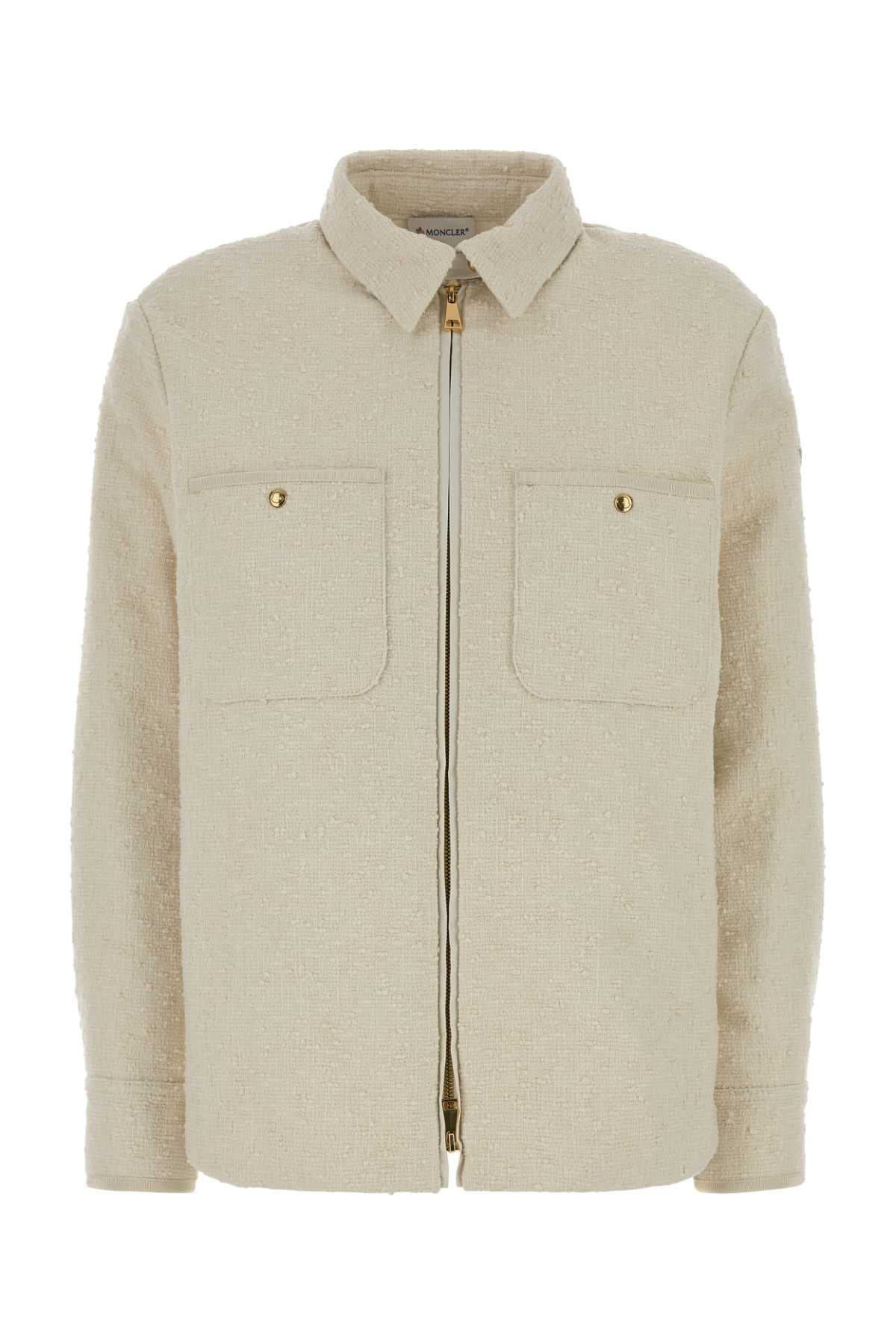 Ivory bouclé down jacket