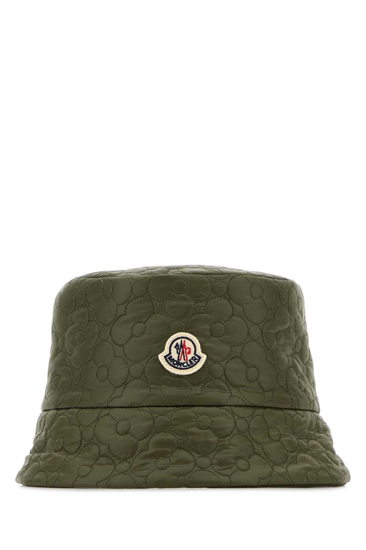 Olive green nylon reversible bucket hat