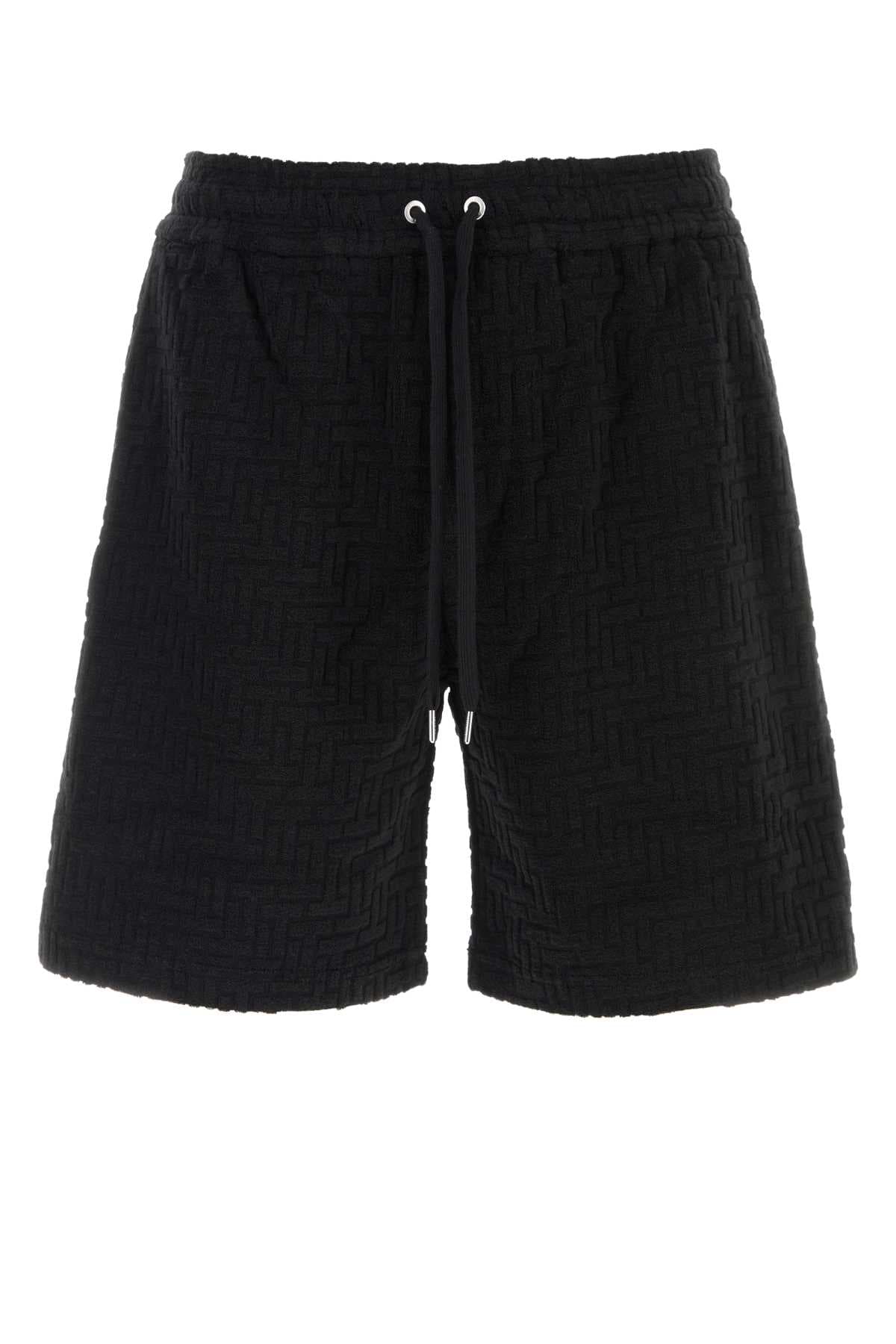 Black terry fabric bermuda shorts
