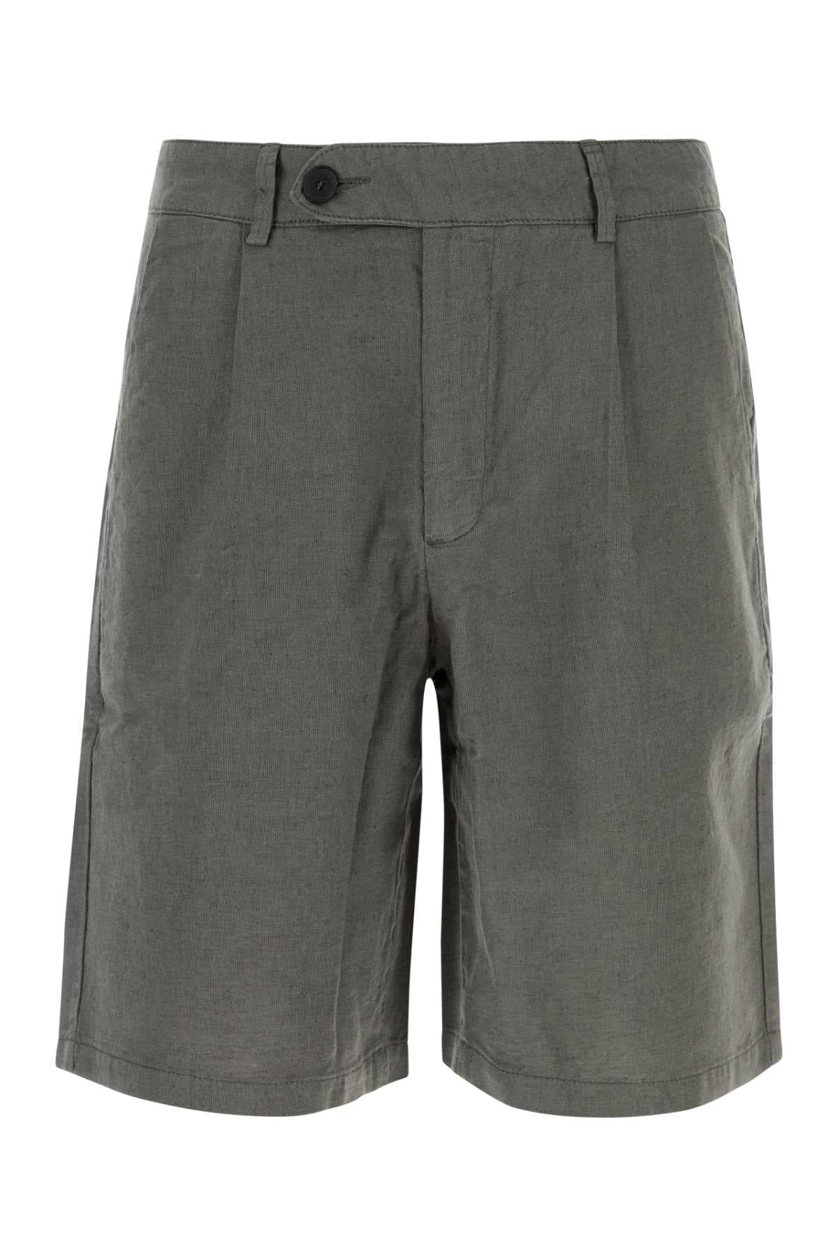 Dark grey linen blend bermuda shorts