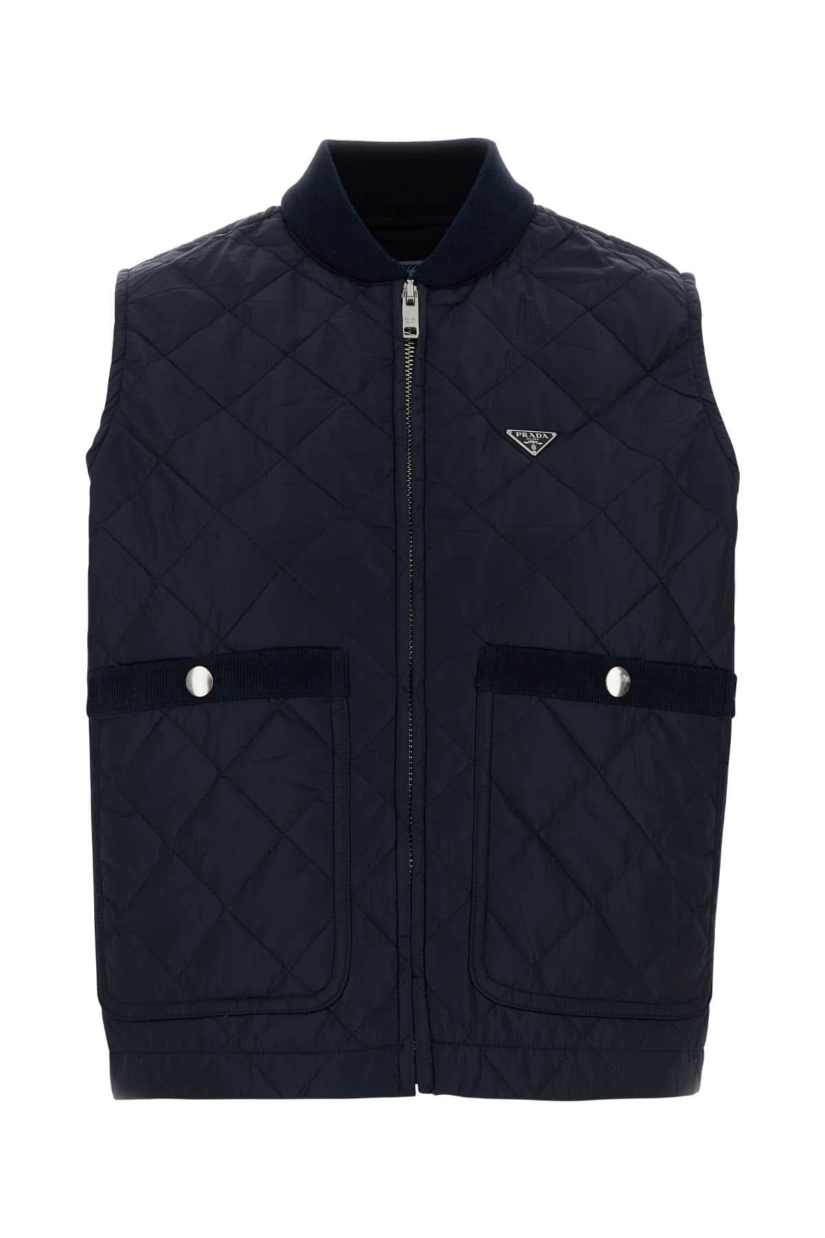 Navy blue Re-Nylon sleeveless jacket