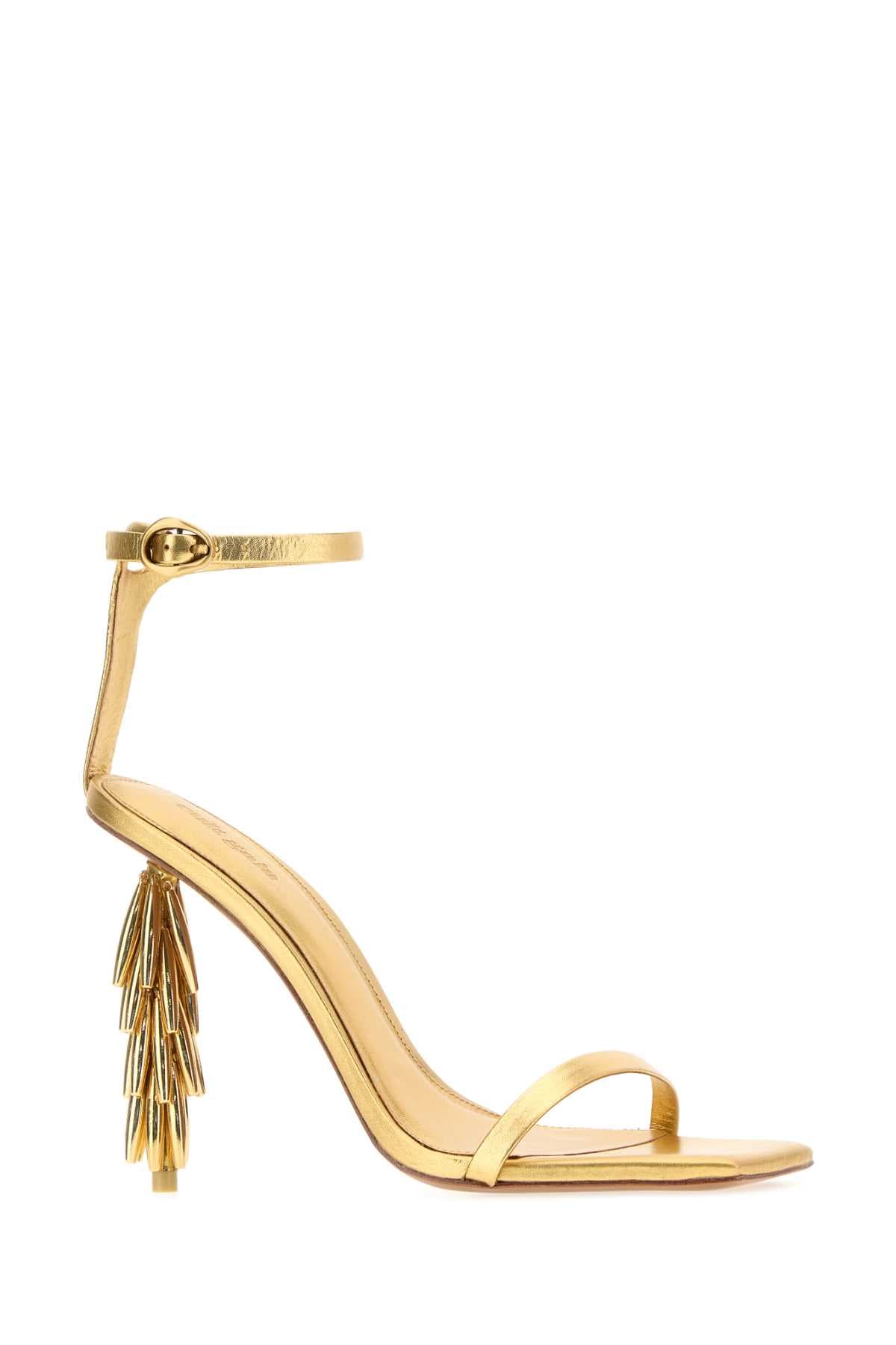 Gold leather Sunella sandals - мініатюра 2
