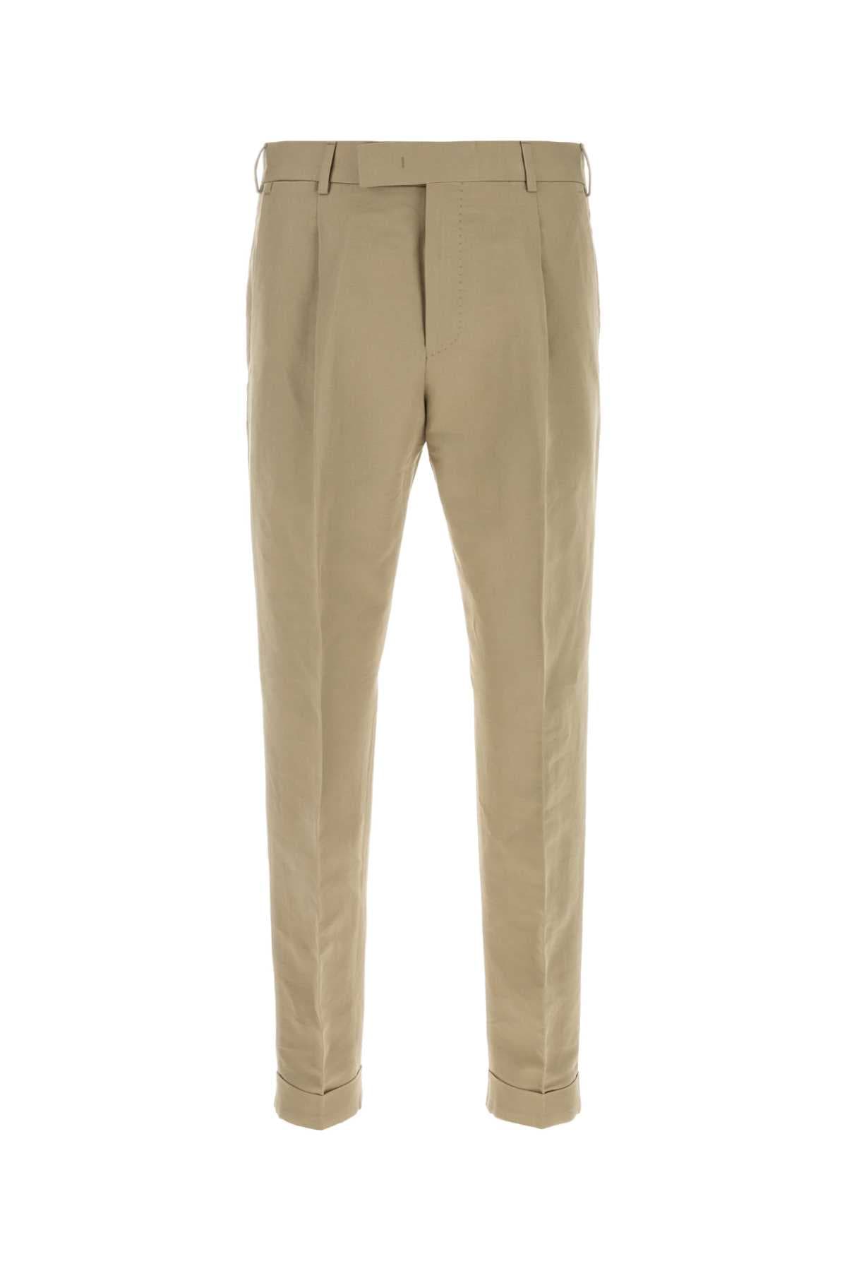 Beige linen blend pant