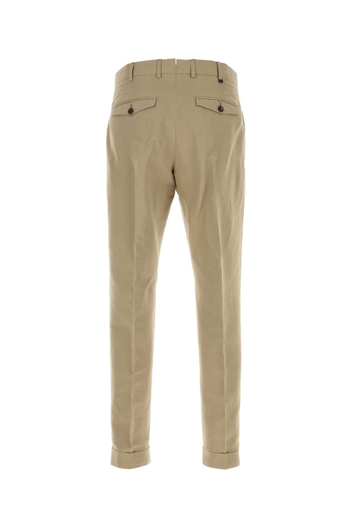 Beige linen blend pant - мініатюра 2