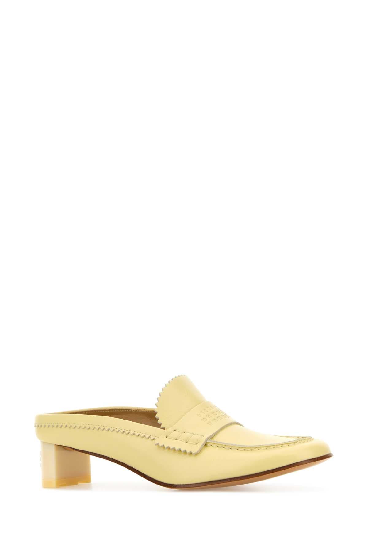 Pastel yellow leather mules - мініатюра 2