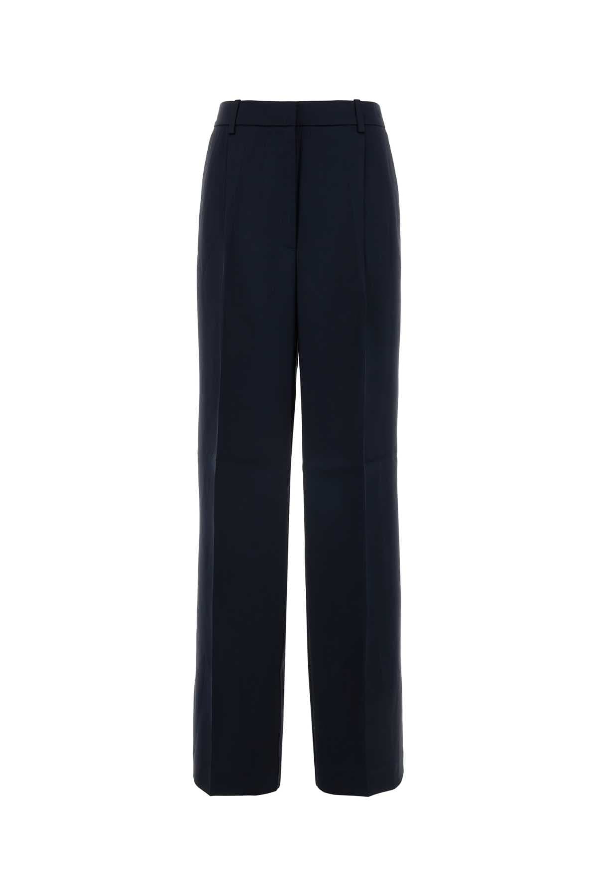 Midnight blue satin wide-leg Trent pant