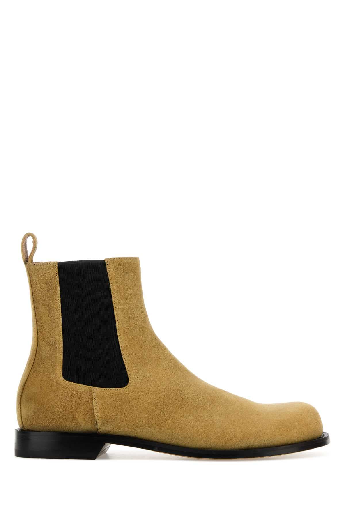 Beige suede Chelsea ankle boots