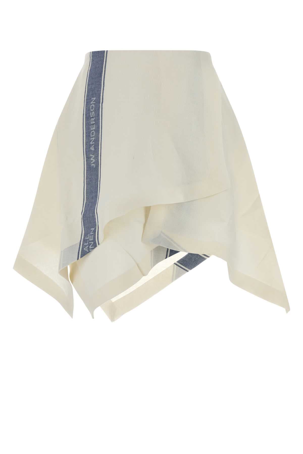 Ivory linen mini skirt