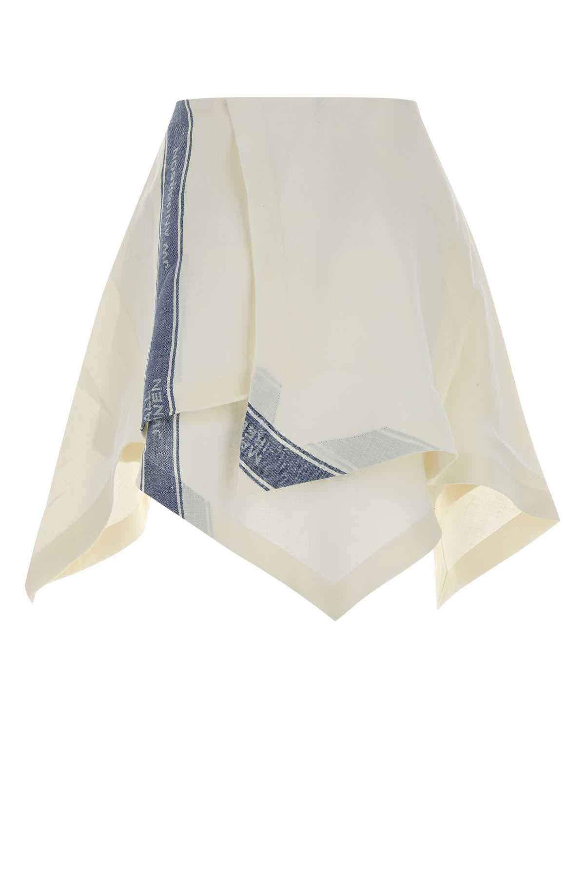 Ivory linen mini skirt - мініатюра 2