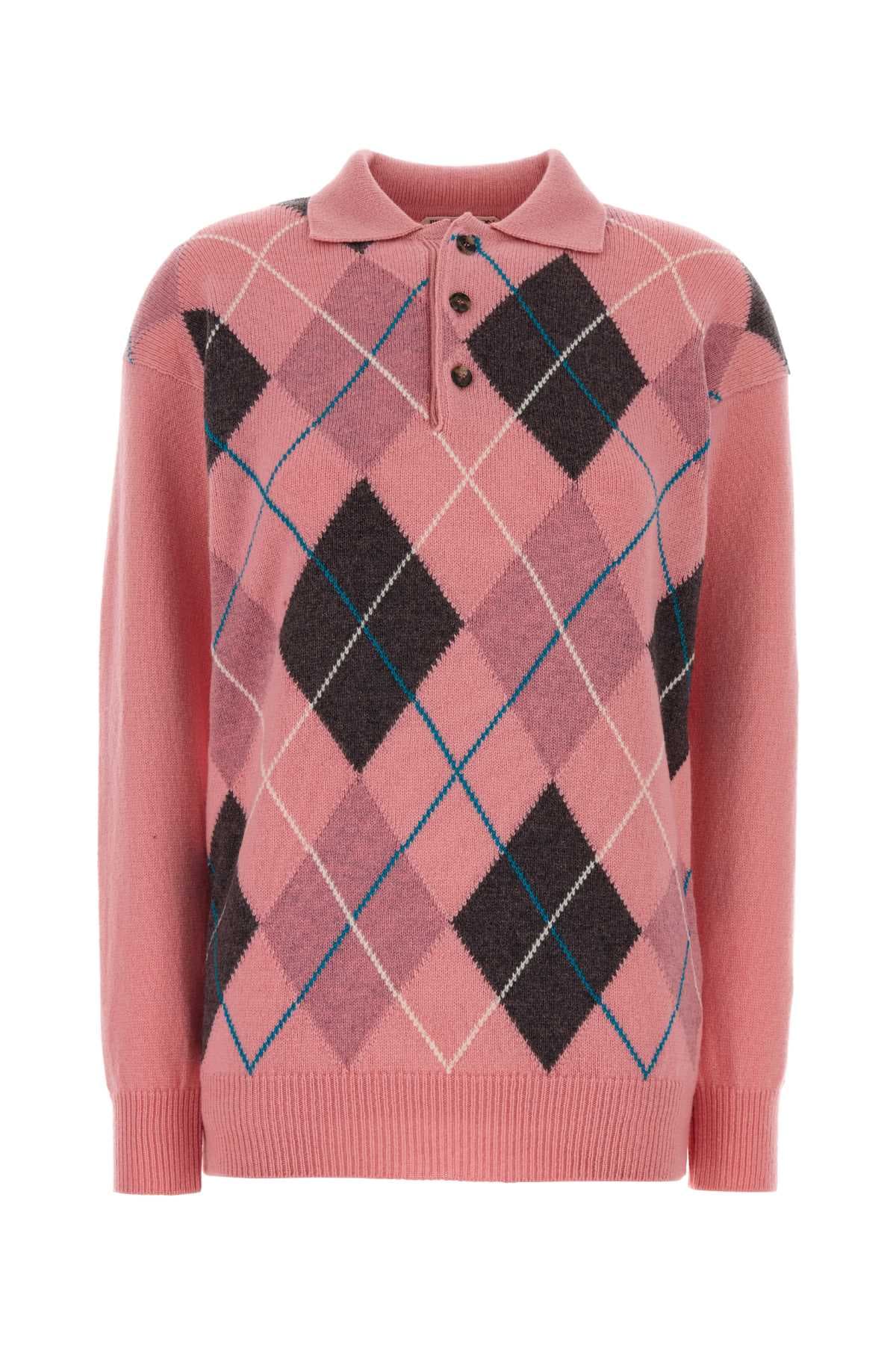 Pink wool polo shirt