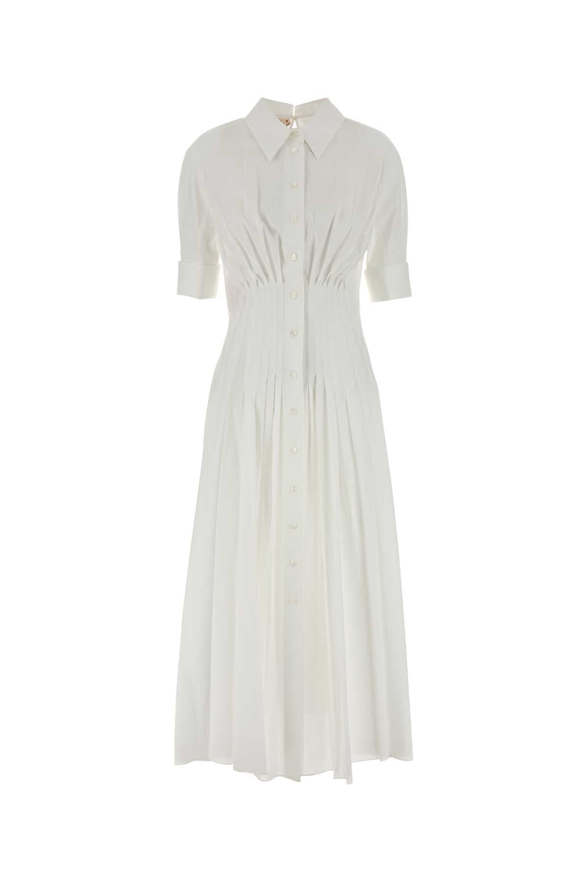 White poplin shirt dress