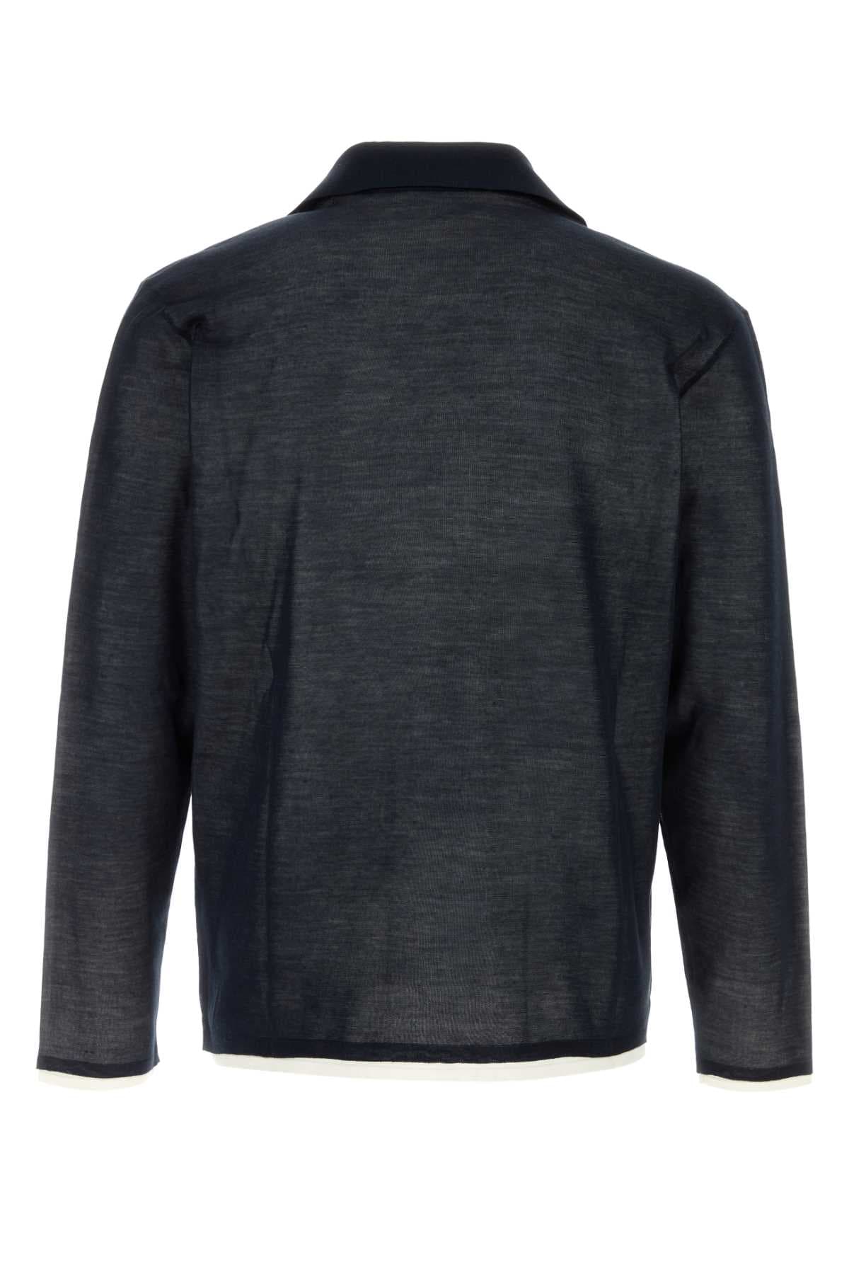 Midnight blue silk polo shirt - мініатюра 2