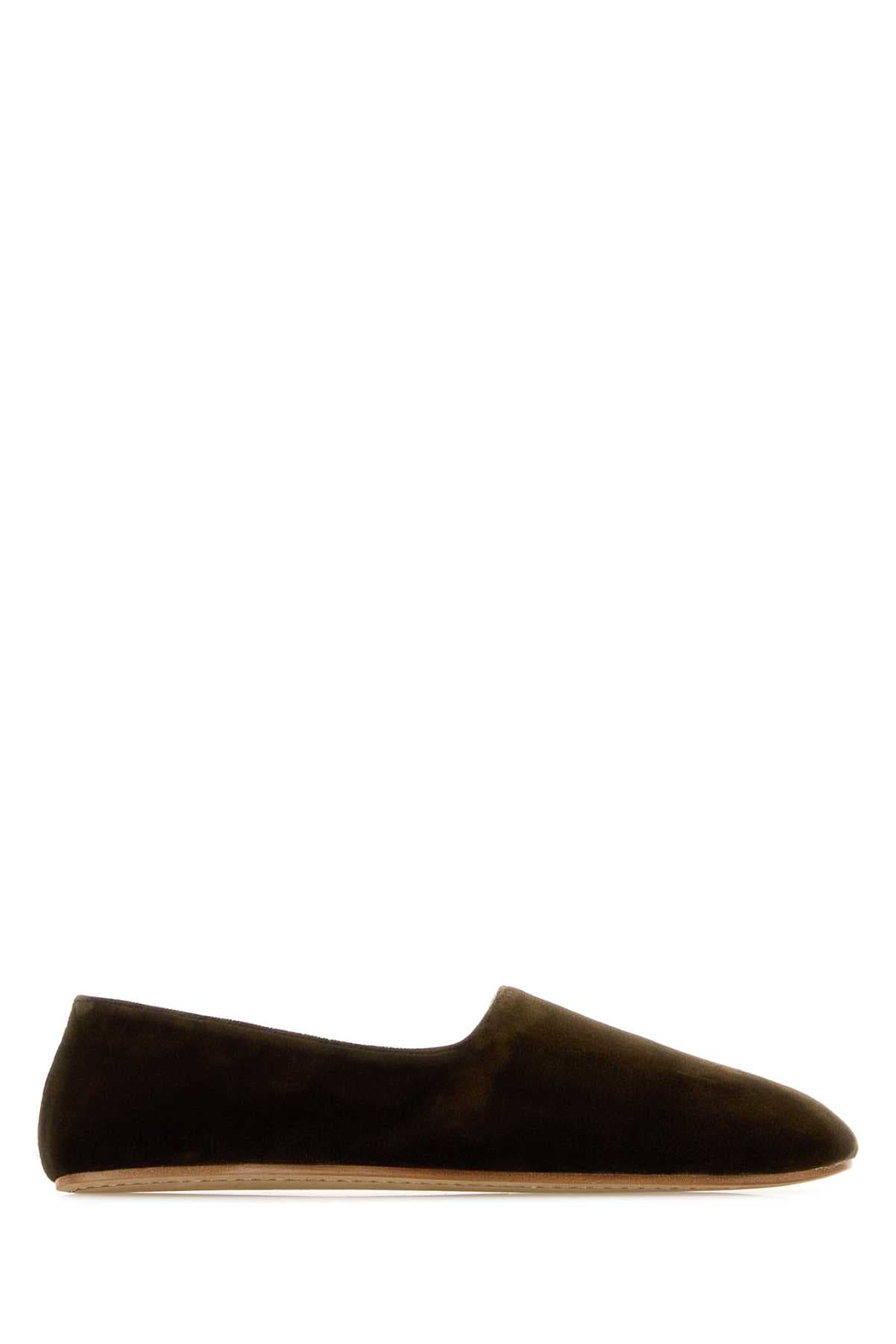Dark green velvet Ponti ballerinas