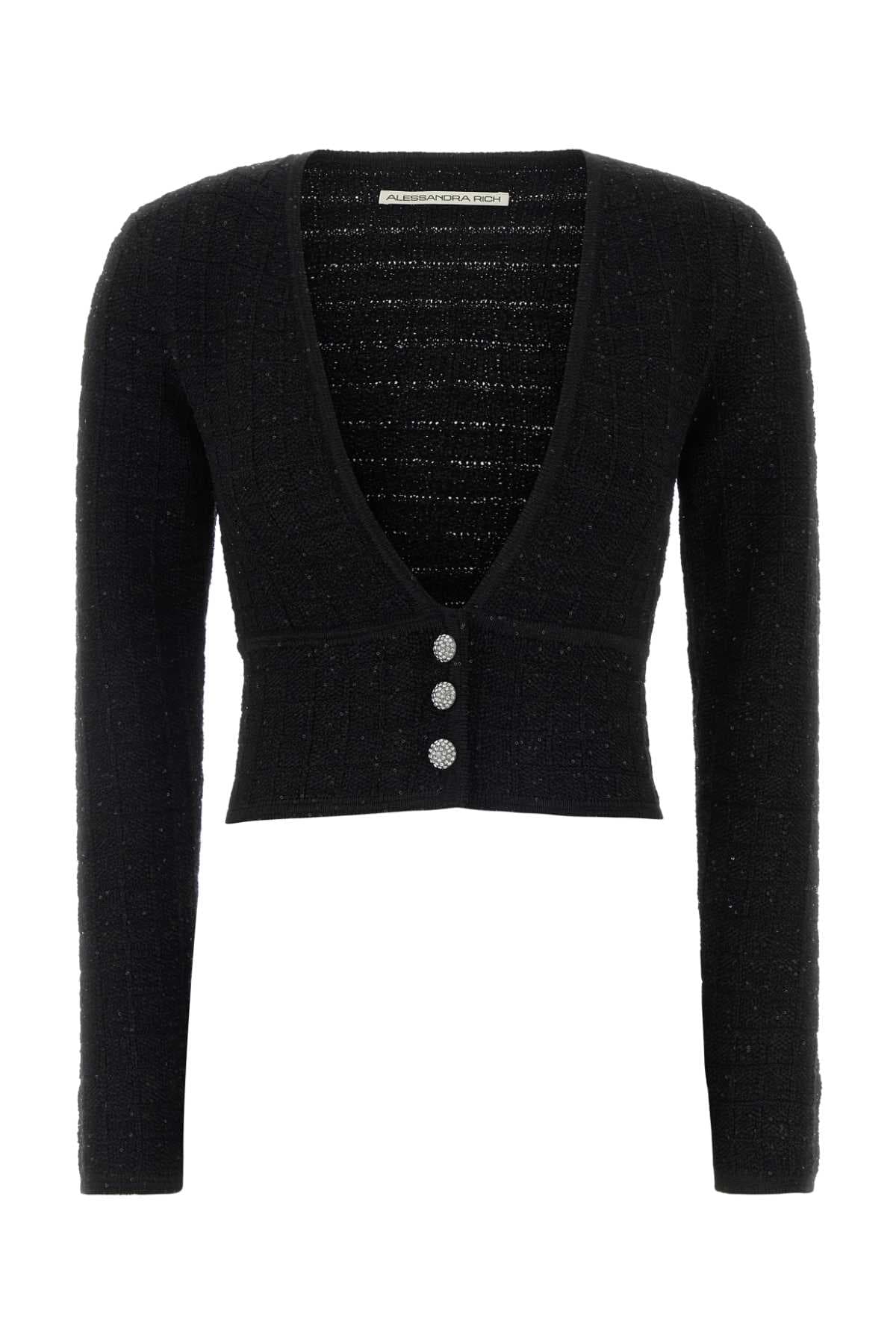 Black boucle cardigan