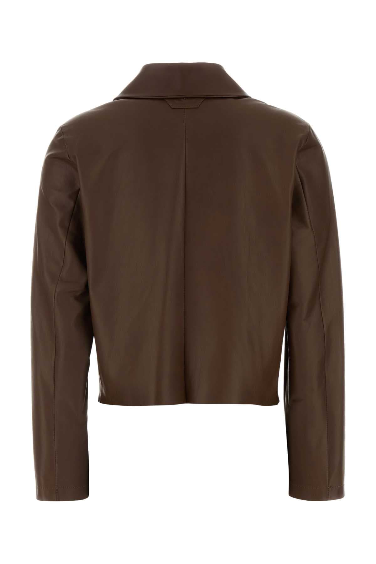 Brown leather jacket - мініатюра 2