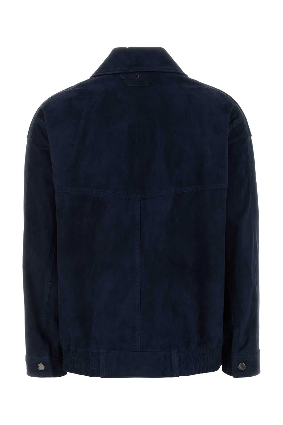 Navy blue suede jacket - мініатюра 2