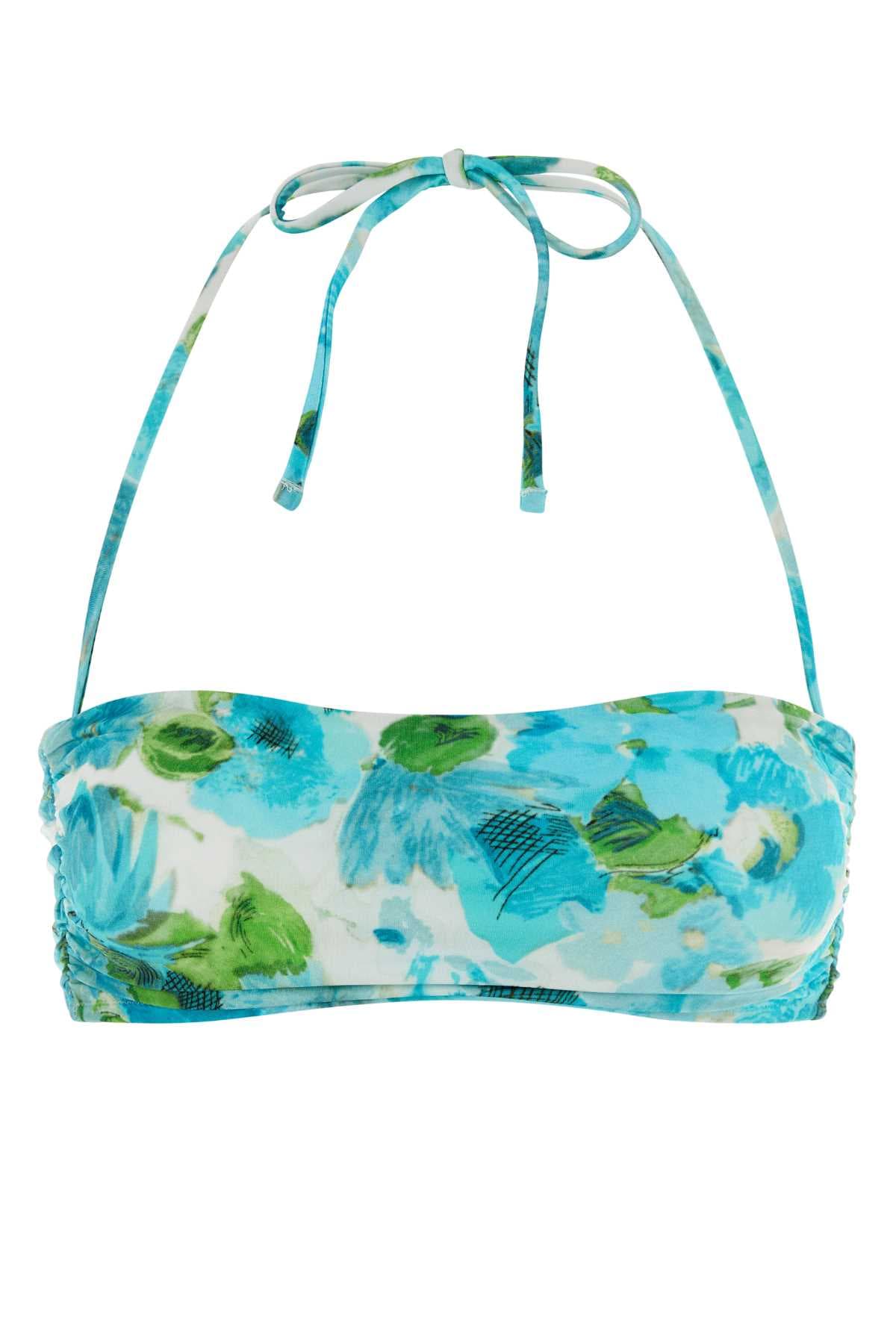 Printed stretch nylon bikini top