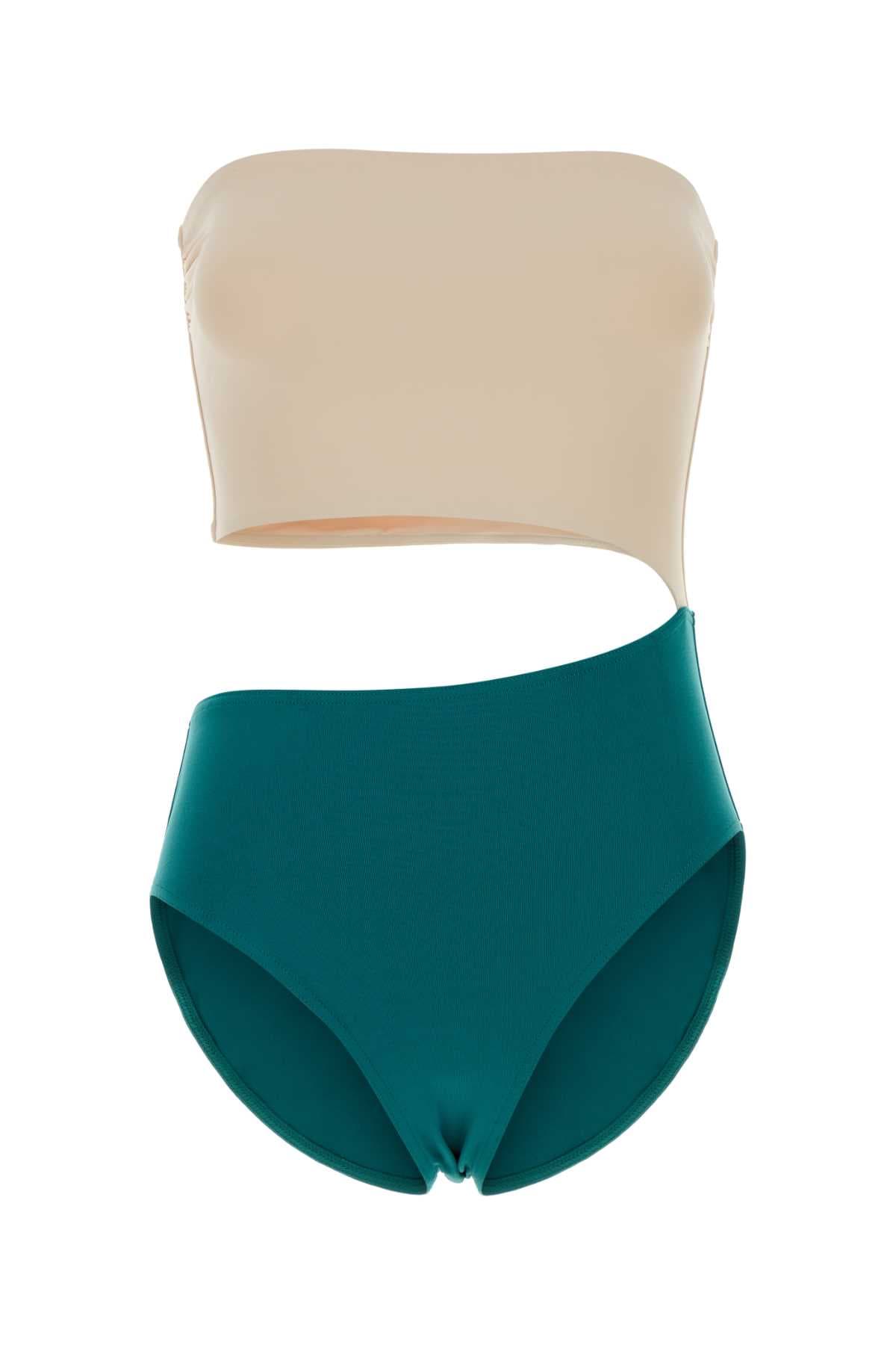 Two-tone stretch nylon Double swimsuit