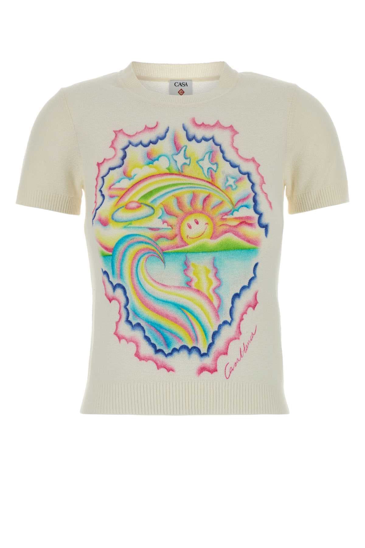 Ivory cotton blend t-shirt
