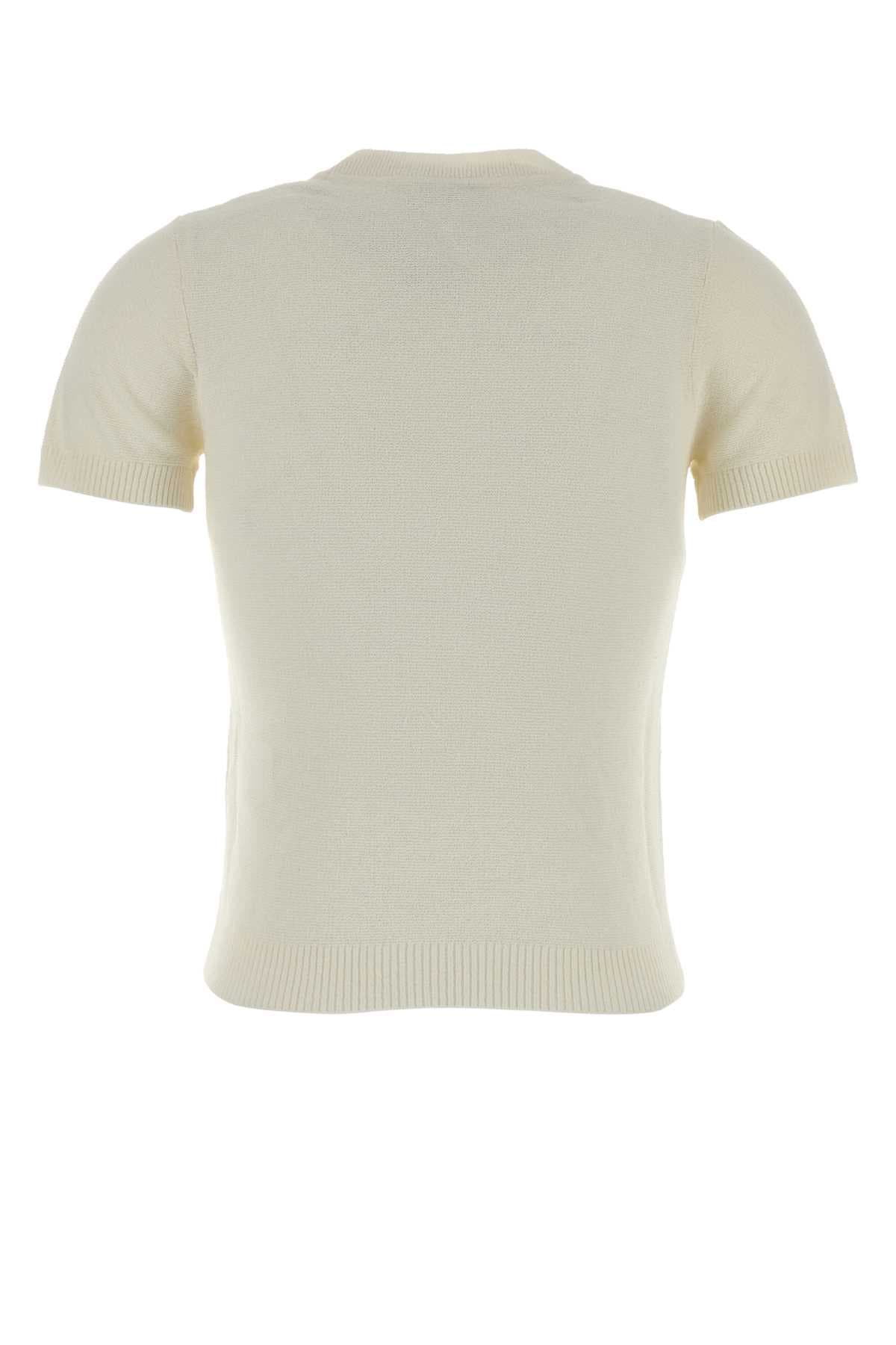 Ivory cotton blend t-shirt - мініатюра 2