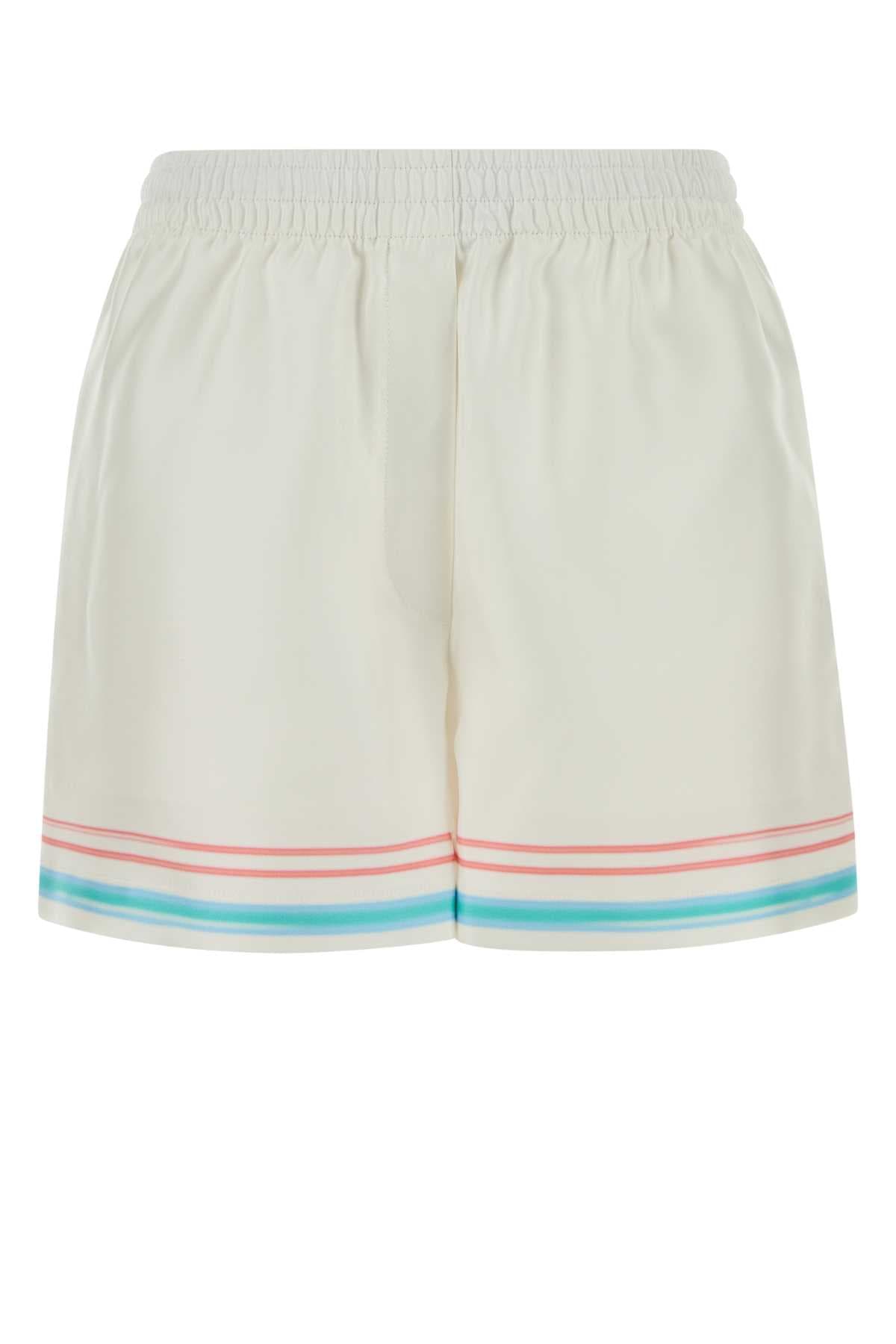 White silk shorts