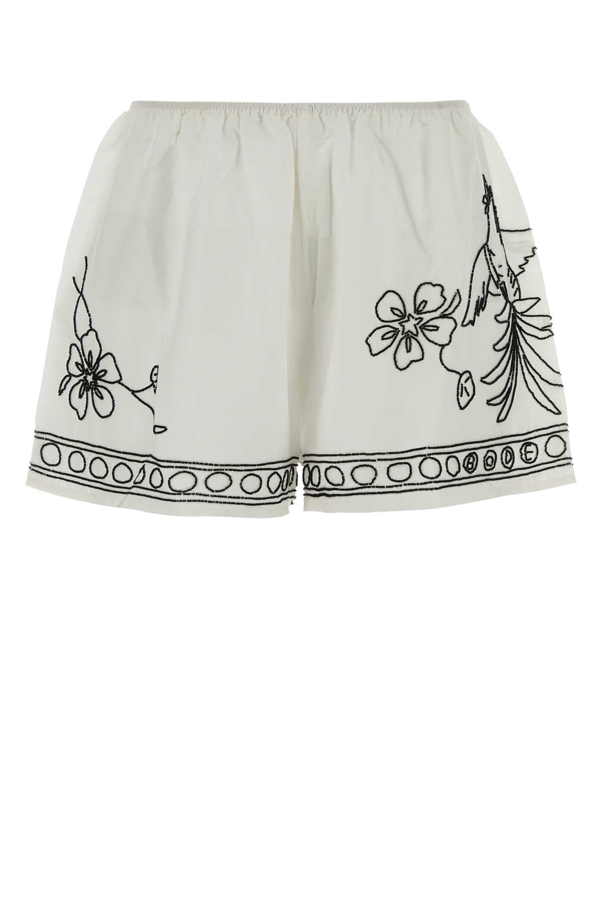 White cotton blend Cockatoo shorts