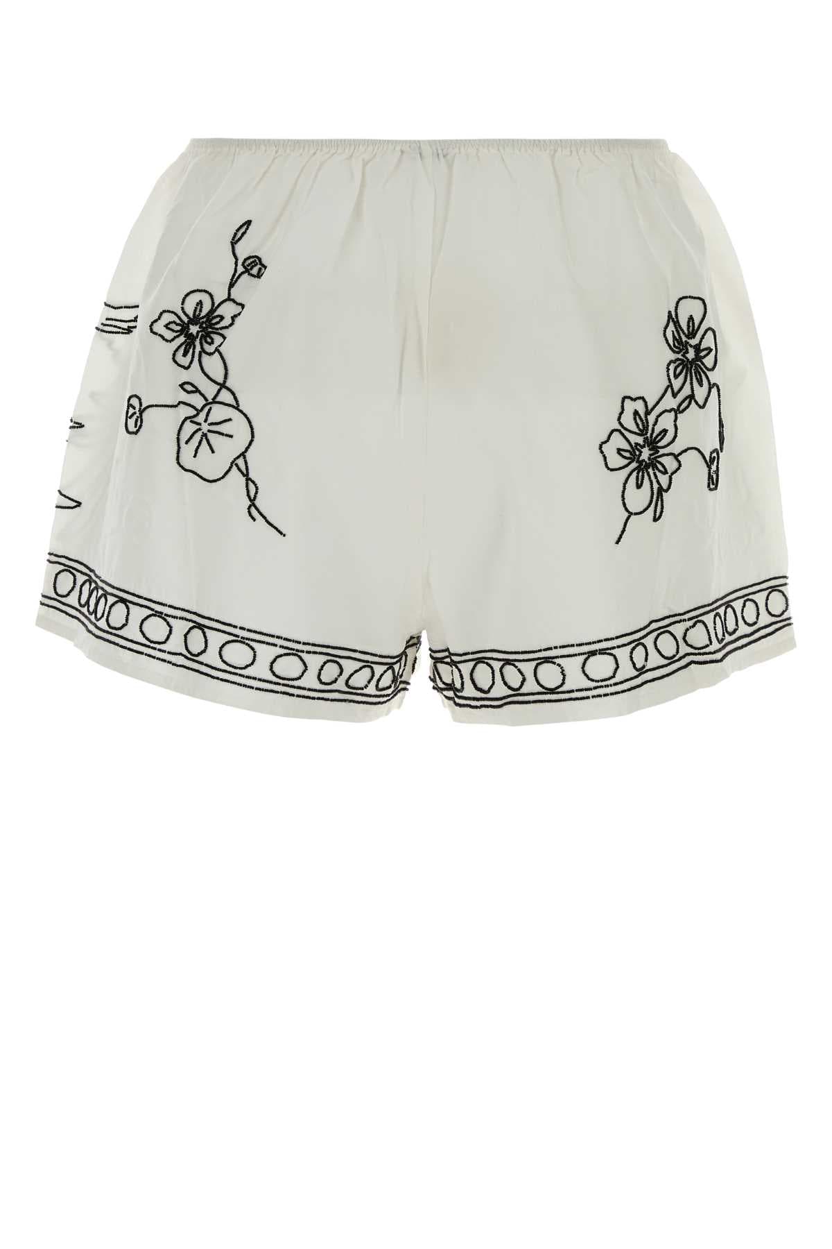 White cotton blend Cockatoo shorts - мініатюра 2