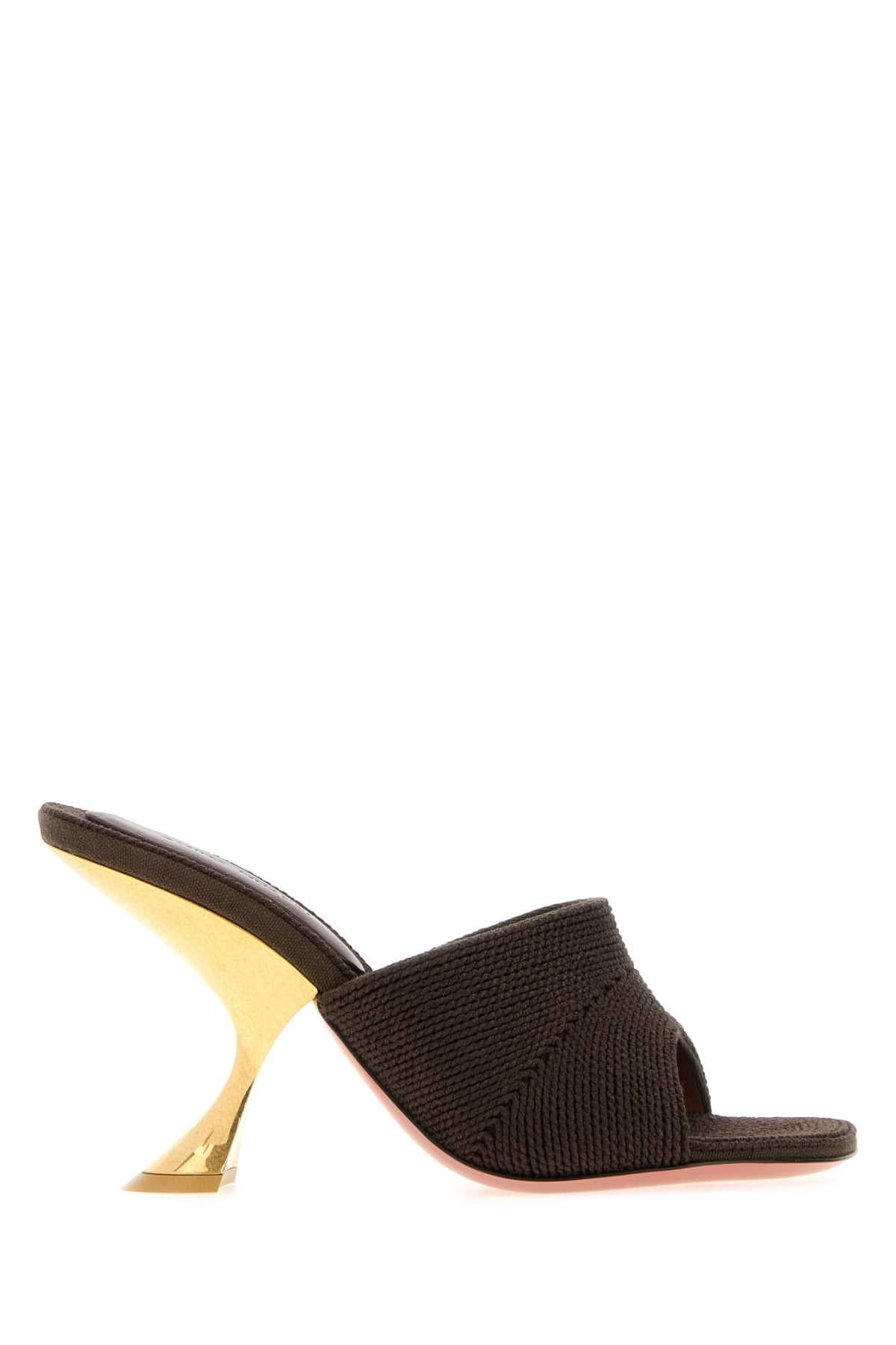 Brown fabric Taylor mules